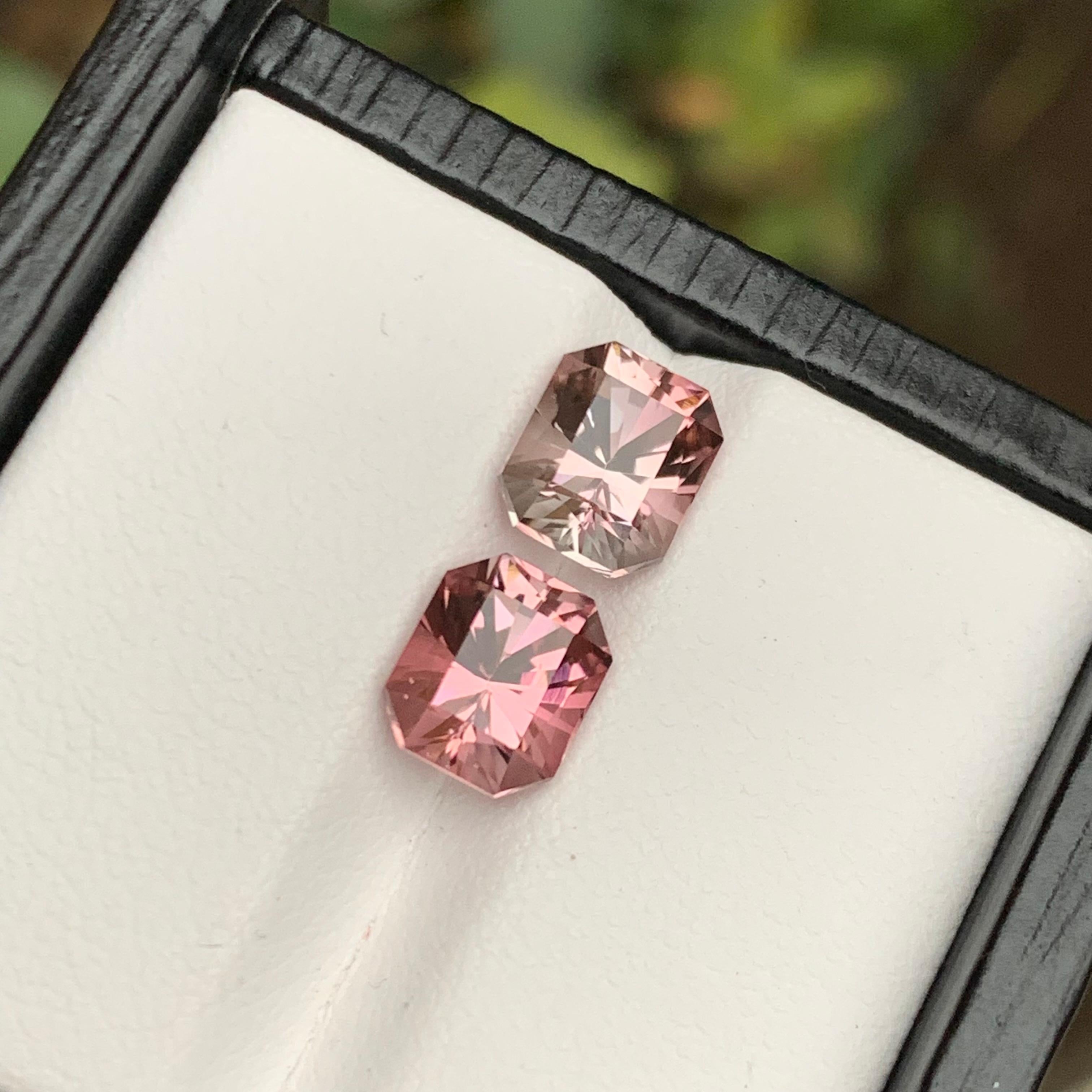 Rare Pink Natural Tourmaline Loose Gemstones, 3.80 Ct Octagon Emerald Cut Afghan For Sale 2