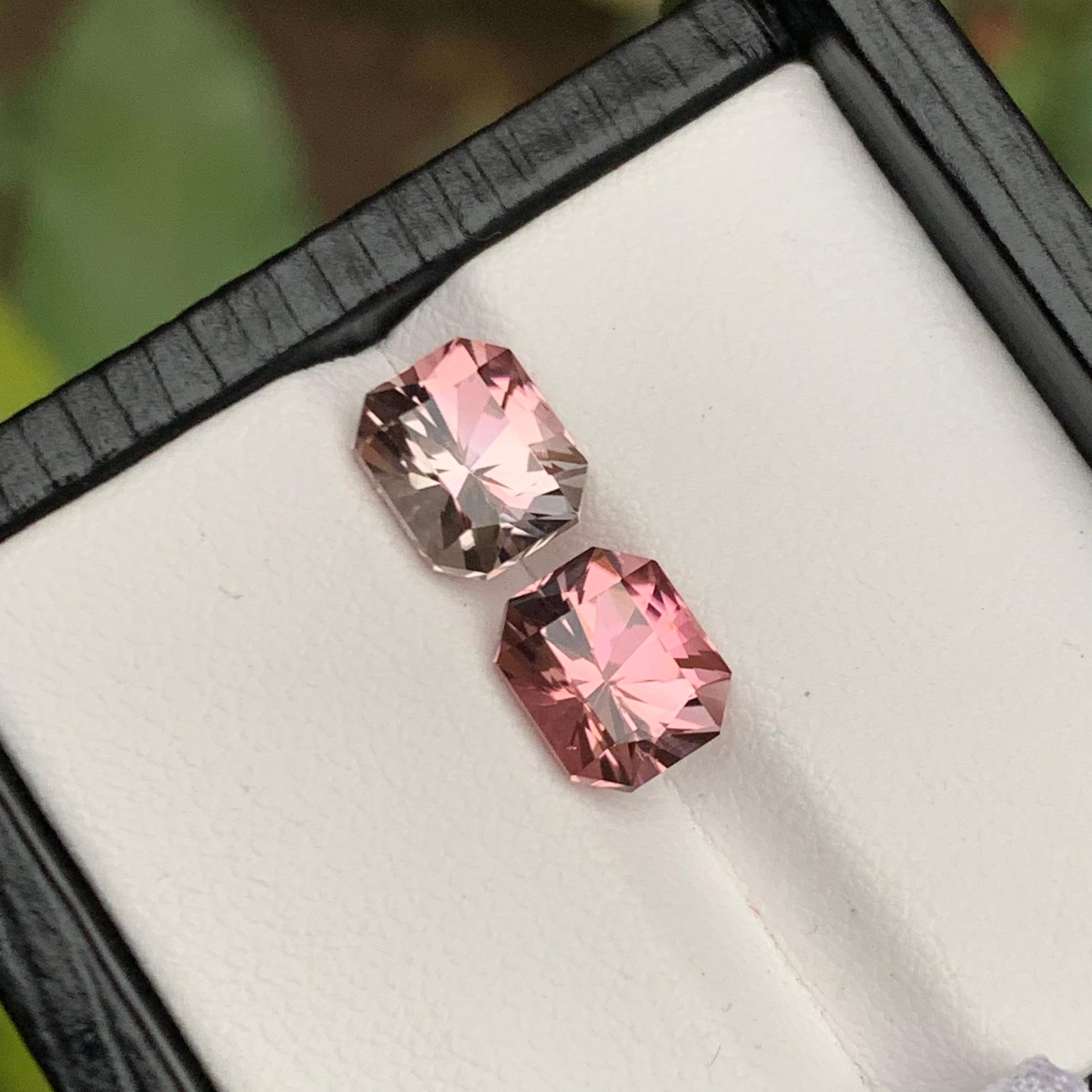 Rare Pink Natural Tourmaline Loose Gemstones, 3.80 Ct Octagon Emerald Cut Afghan For Sale 3