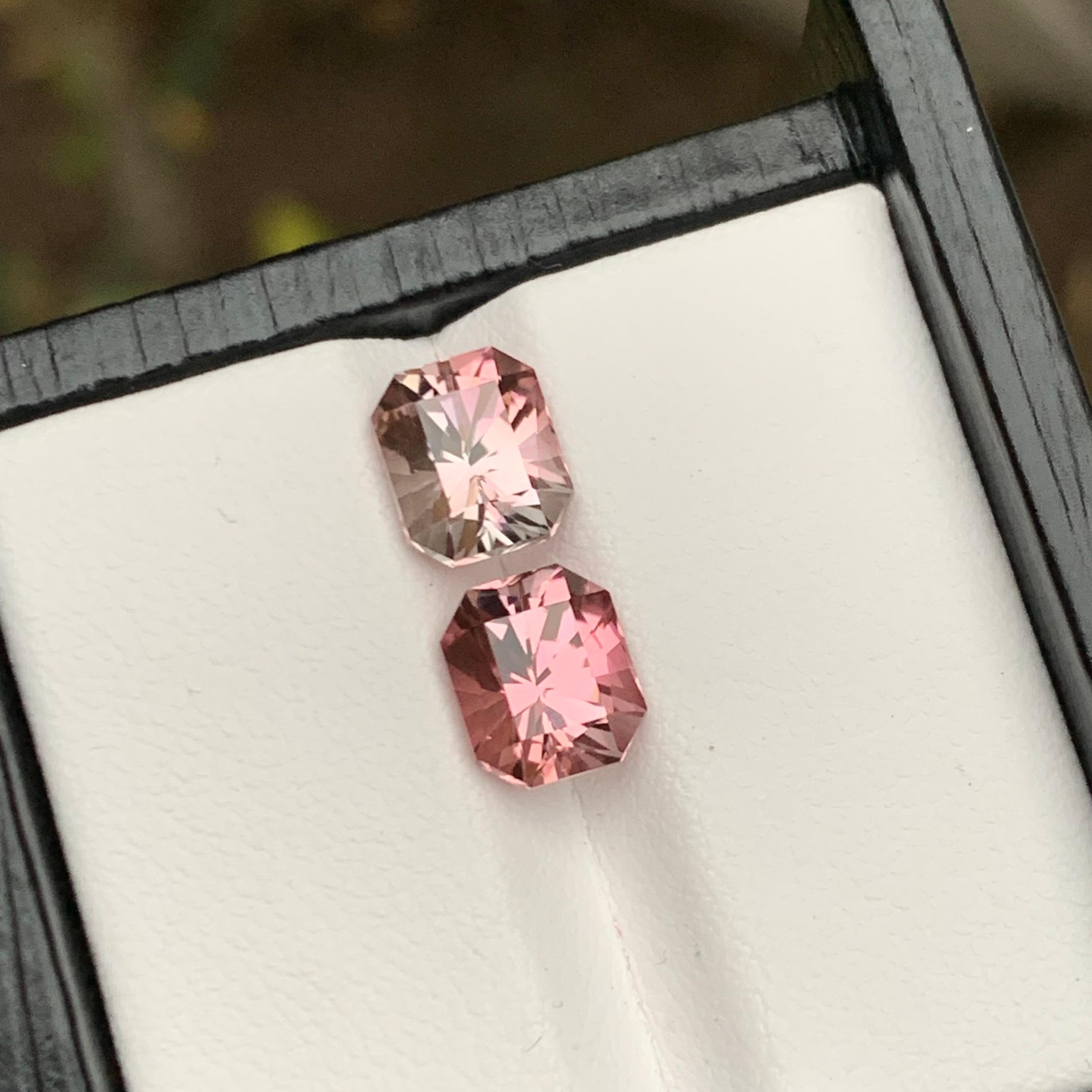 Rare Pink Natural Tourmaline Loose Gemstones, 3.80 Ct Octagon Emerald Cut Afghan For Sale 4