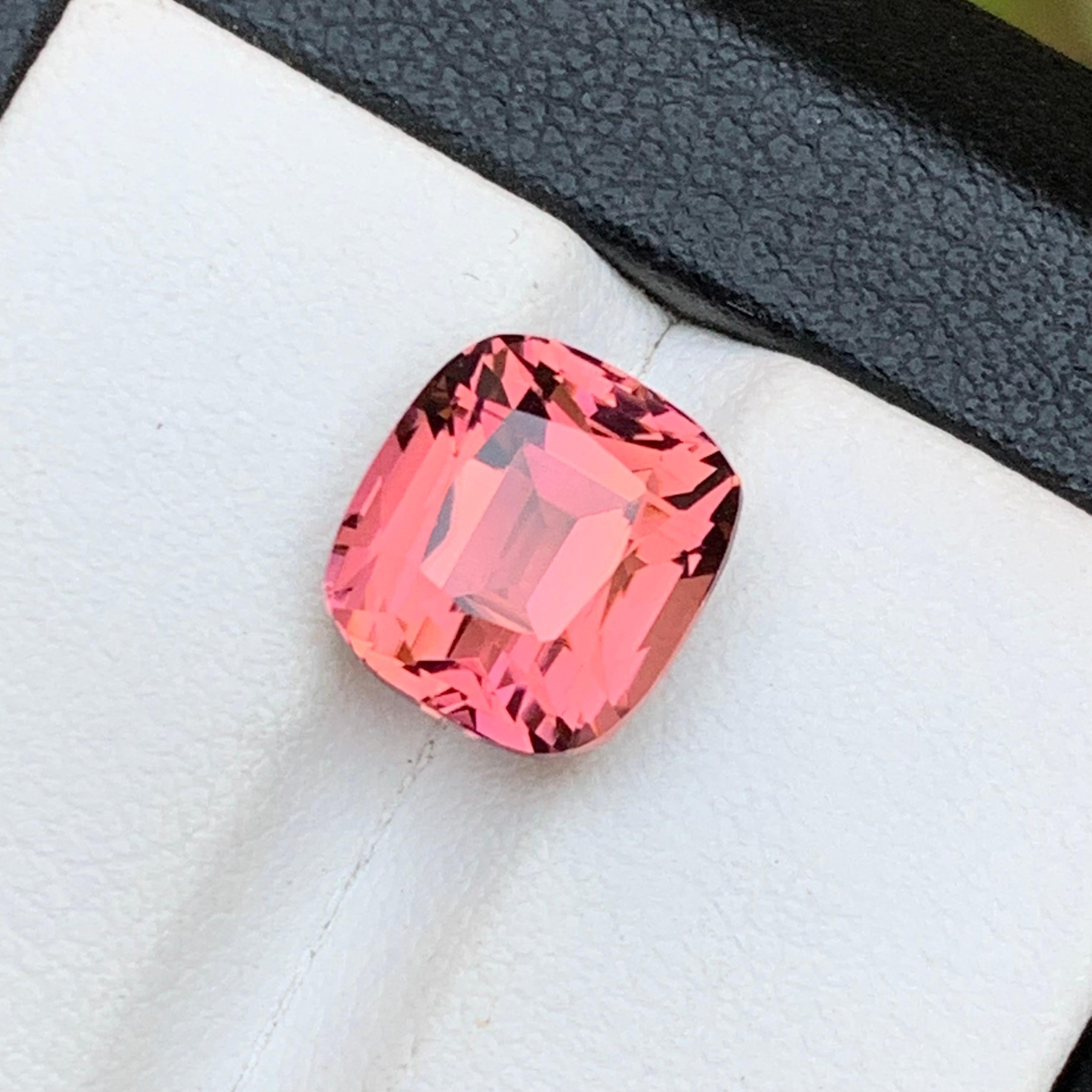 Rare Pink Natural Tourmaline Ring Loose Gemstone 5.75 Ct Cushion Cut for Jewelry For Sale 8