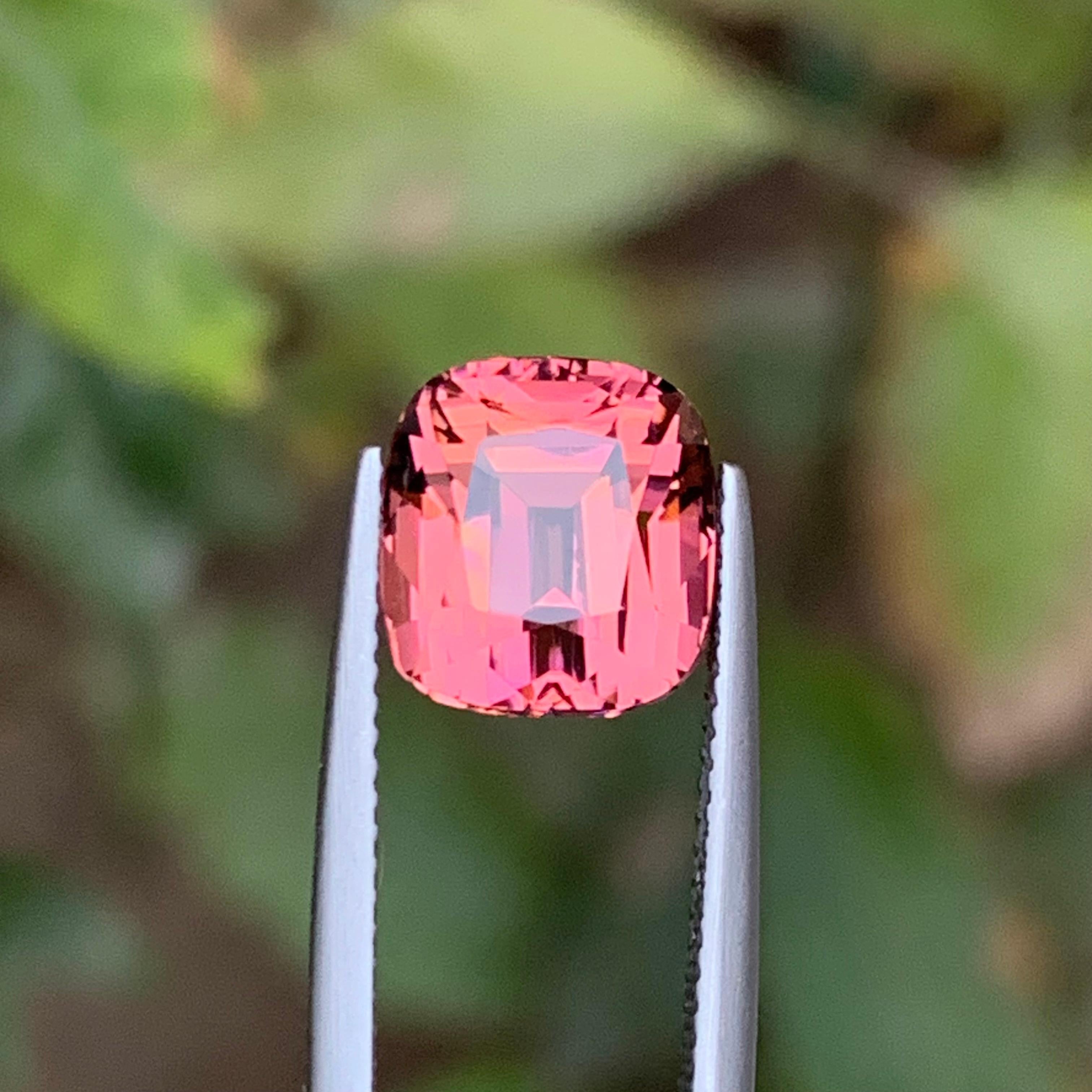 Rare Pink Natural Tourmaline Ring Loose Gemstone 5.75 Ct Cushion Cut for Jewelry For Sale 4