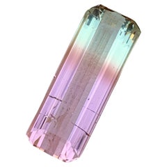 Rare Pink & Pale Green Bicolor Tourmaline Gemstone, 8.35 Ct Emerald Cut-Necklace