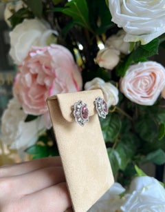 Rare Pink Spinel Earrings with Diamonds