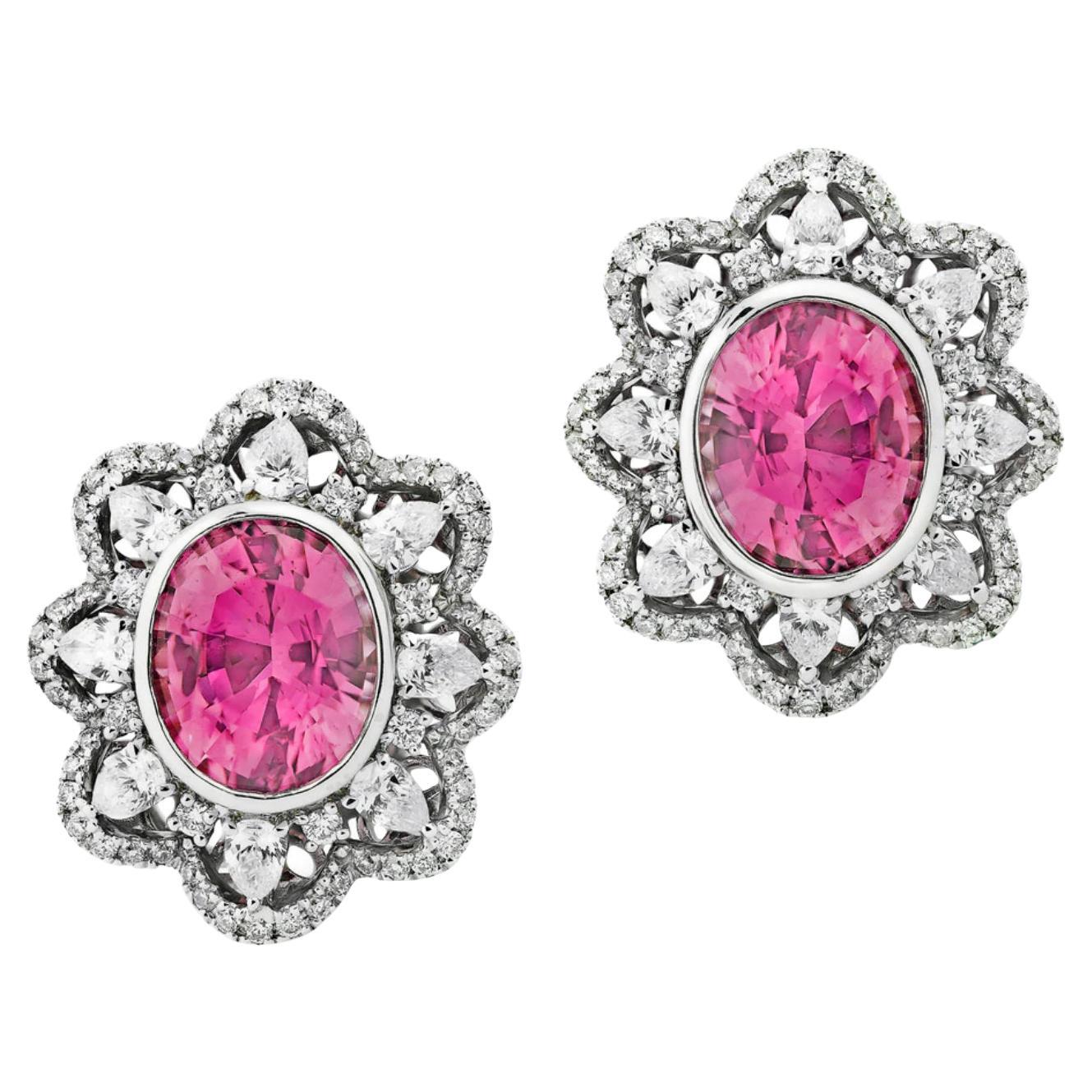 Lawrence Jeffrey Red Spinel and Diamond Earrings at 1stDibs