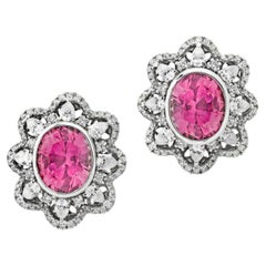 Rare Pink Spinel Earrings with Diamonds