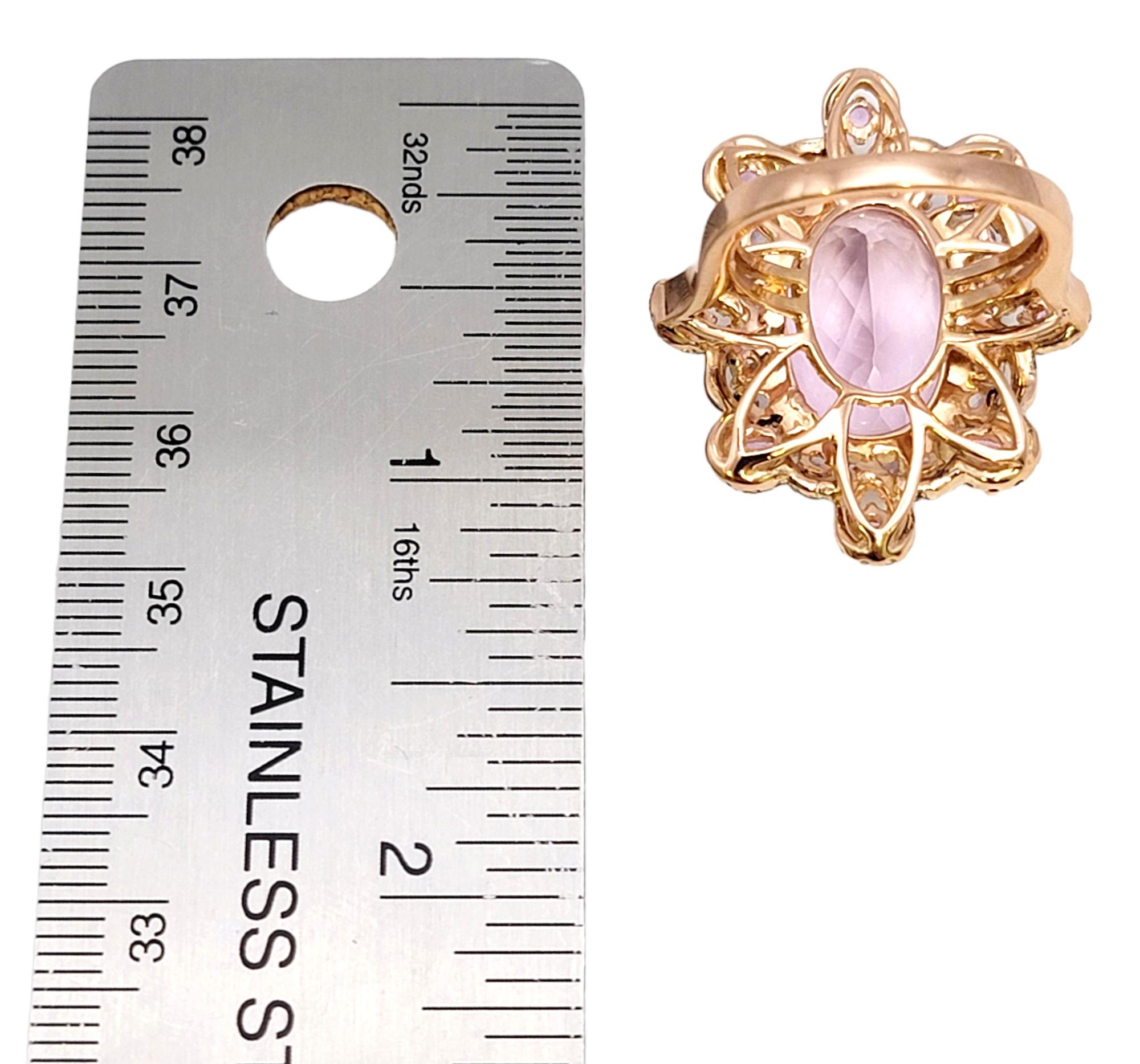 Rare Pink Topaz Cocktail Ring with Diamonds and Sapphires 18 Karat Rose Gold For Sale 10