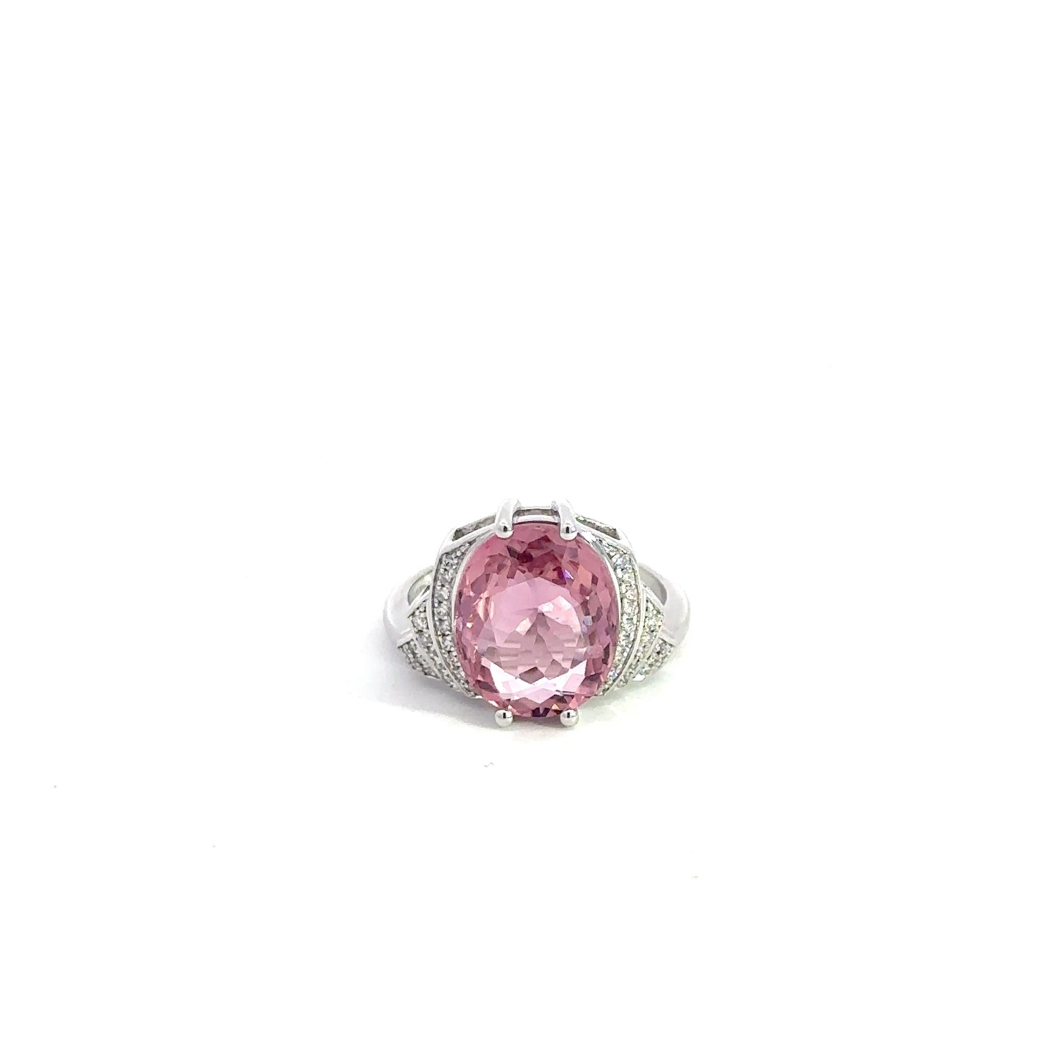 Rare Pink Tourmaline Diamond 18K White Gold Exclusive Earrings For Sale 2