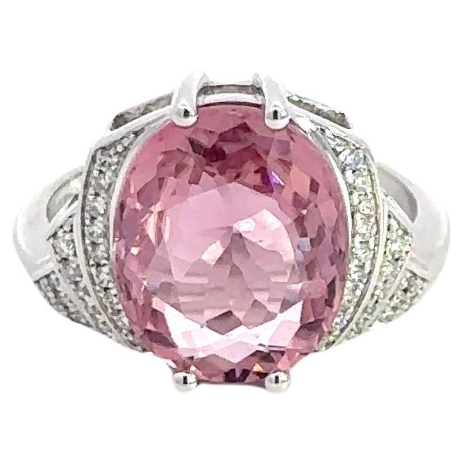 Rare Pink Tourmaline Diamond 18K White Gold Exclusive Ring