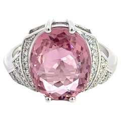 Seltener rosa Turmalin Diamant 18K Weißgold Exklusiver Ring