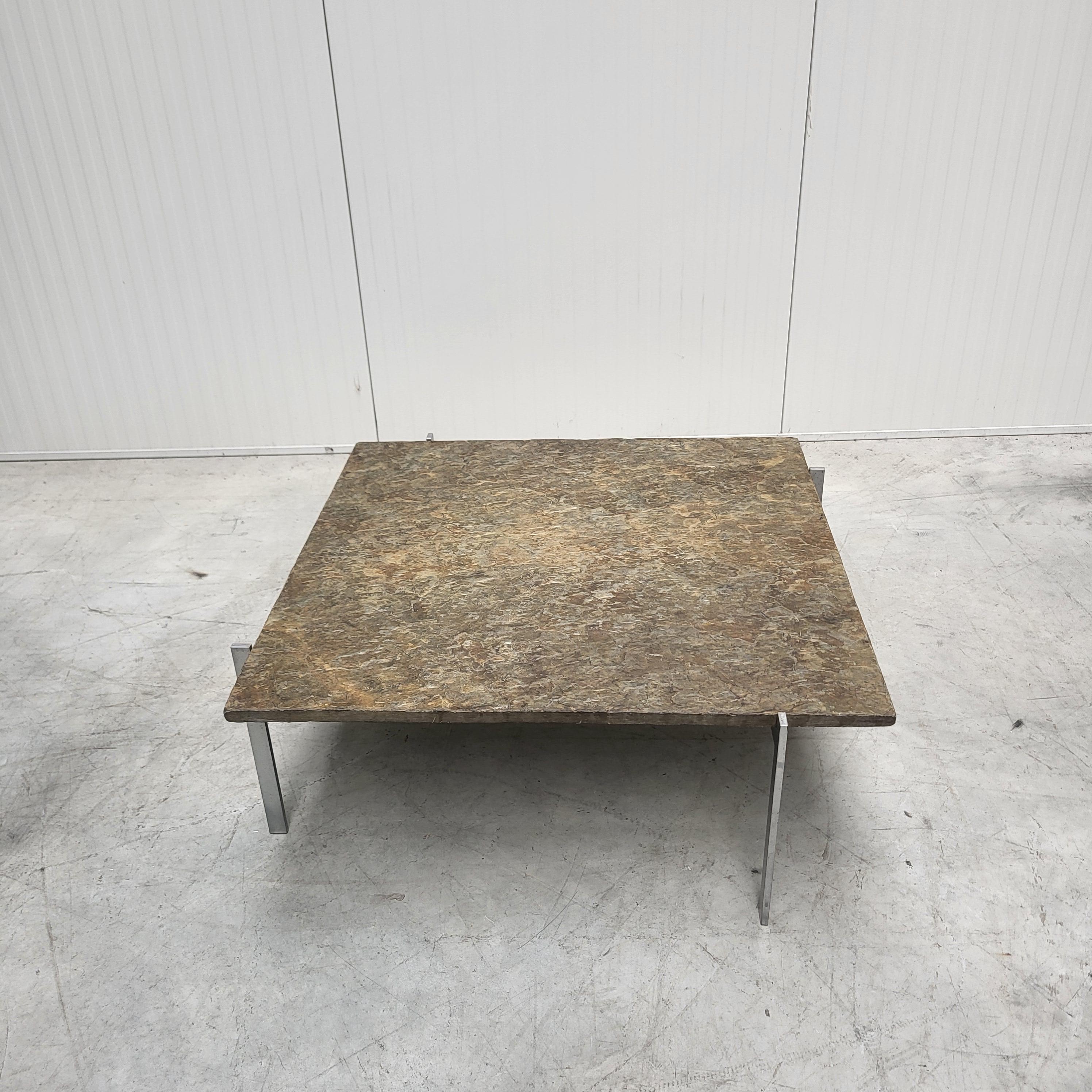 Hand-Crafted Rare PK61 Ocre Slate Coffee Table by Poul Kjaerholm E. Kold Christensen 1960s For Sale