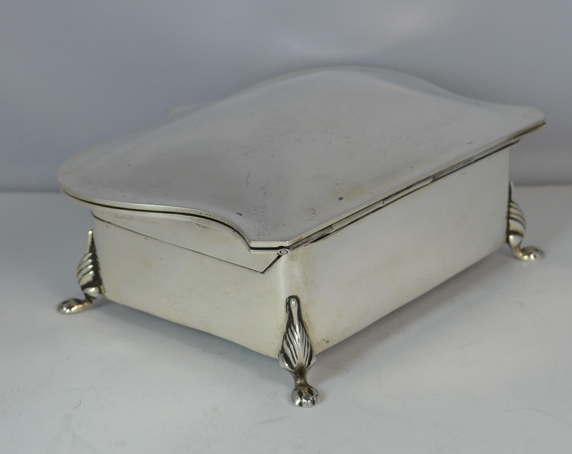 Art Deco Rare Plain 1919 Hallmarked Solid Silver Two-Tier Jewelry and Multi Ring Box