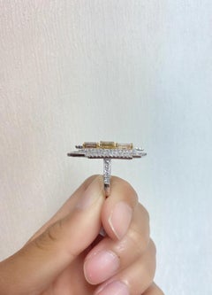 NWT $32, 000 Platinum 18KT Glittering 5CT Fancy Cognac Diamond Deco Style Ring