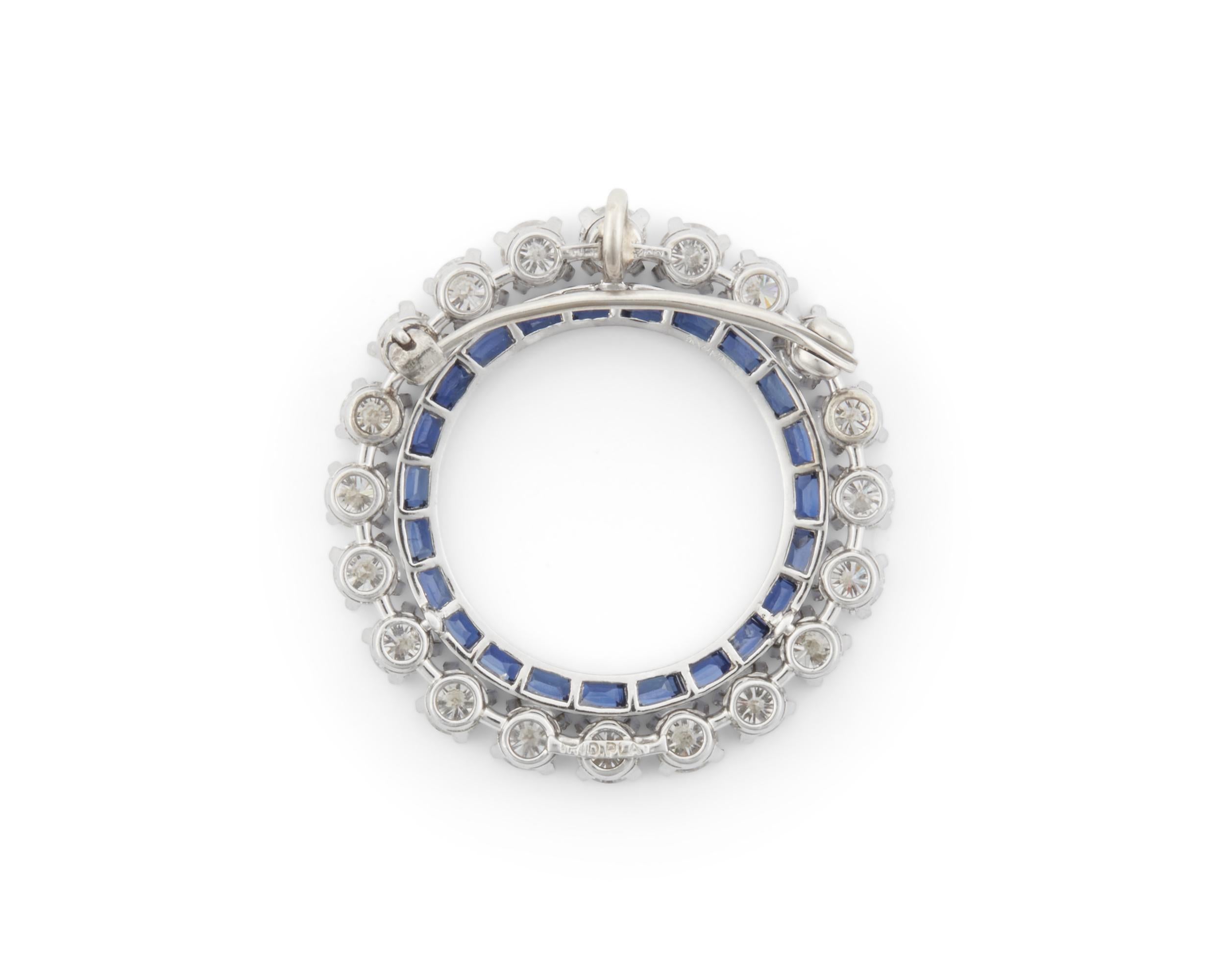 Taille mixte Rare broche pendentif avec saphirs et diamants de PLATINUM ORIG TIFFANY & CO  7CTS  en vente