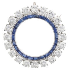 Rare PLATINUM ORIG TIFFANY & CO Sapphire Diamond Pendant Brooch approx  7CTS