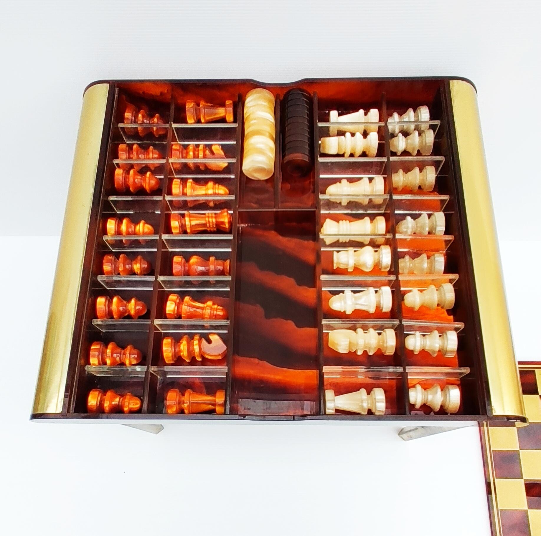 Rare Plexiglass Chess Set on Table, Italy, 1970s 5