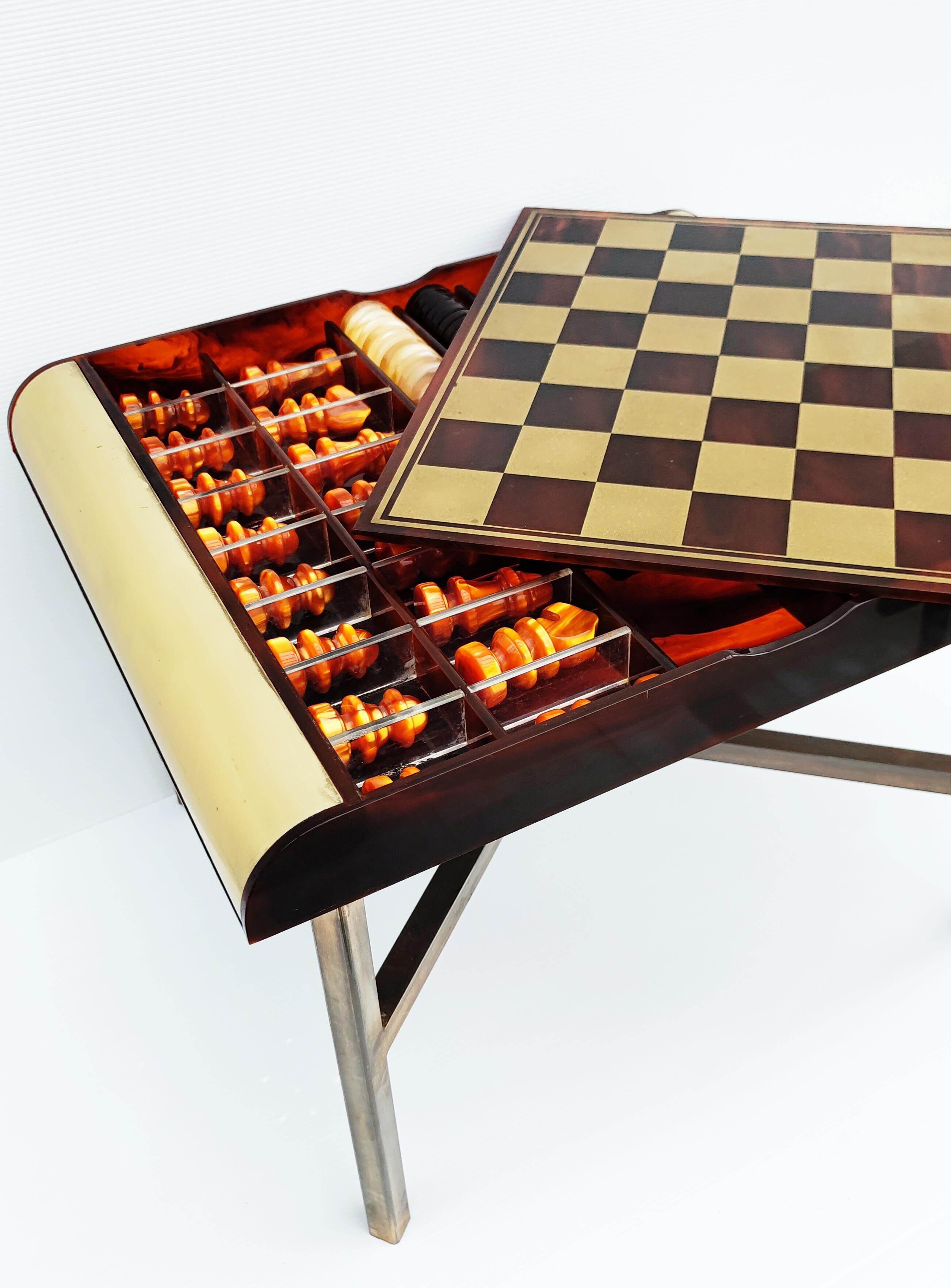 Rare Plexiglass Chess Set on Table, Italy, 1970s 6