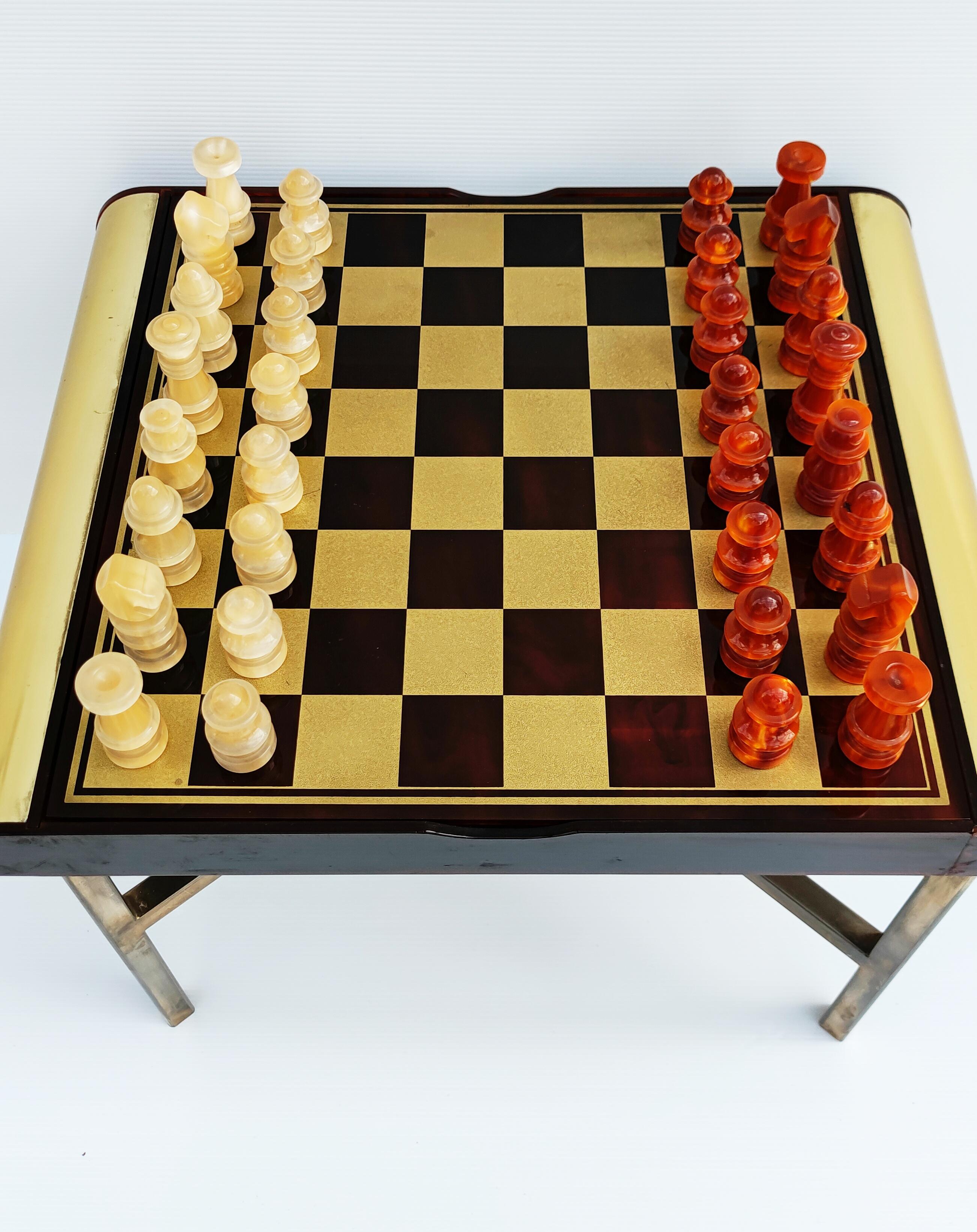 19th Century Rare Plexiglass Chess Set on Table, Italy, 1970s