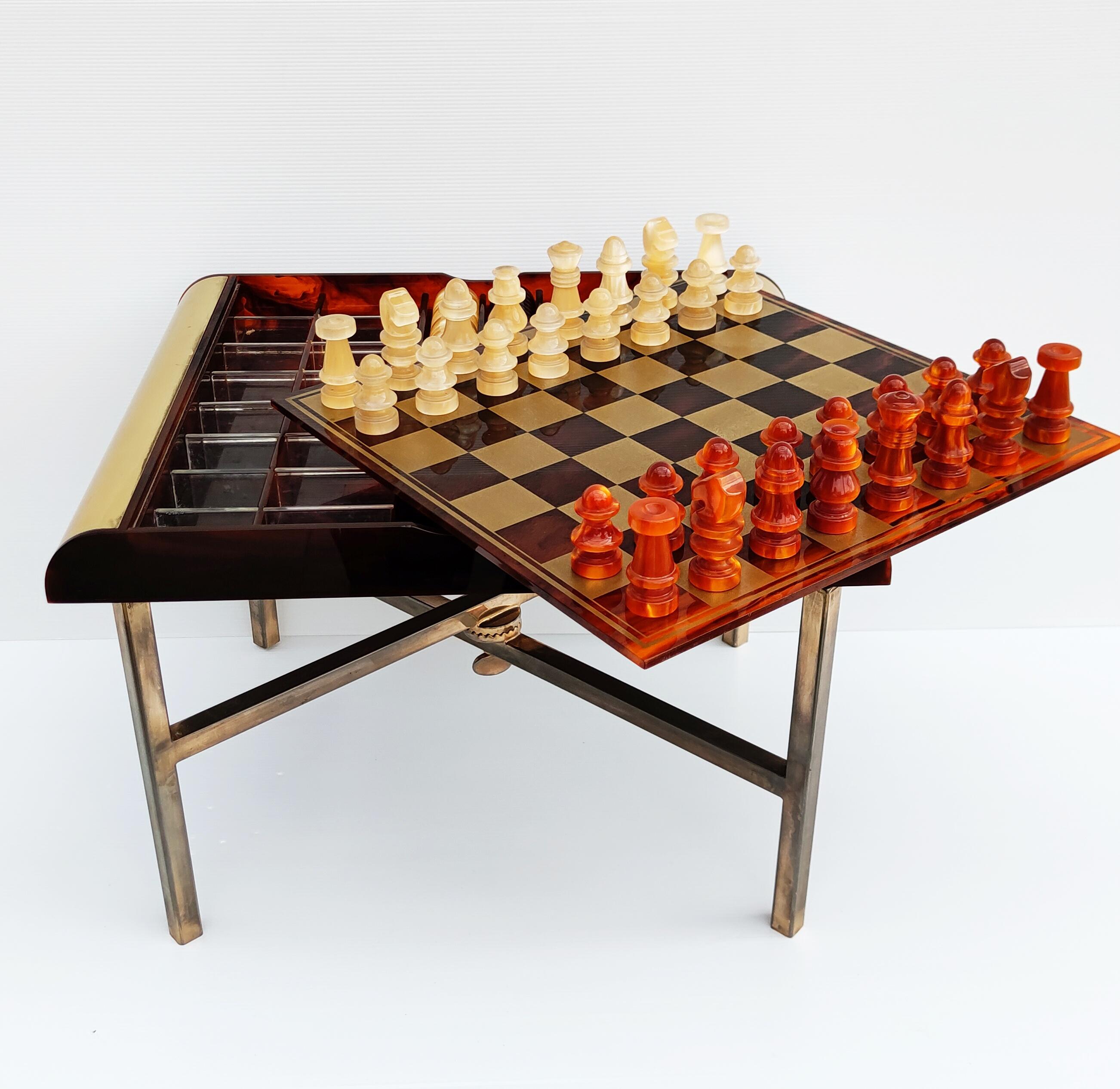 Rare Plexiglass Chess Set on Table, Italy, 1970s 3