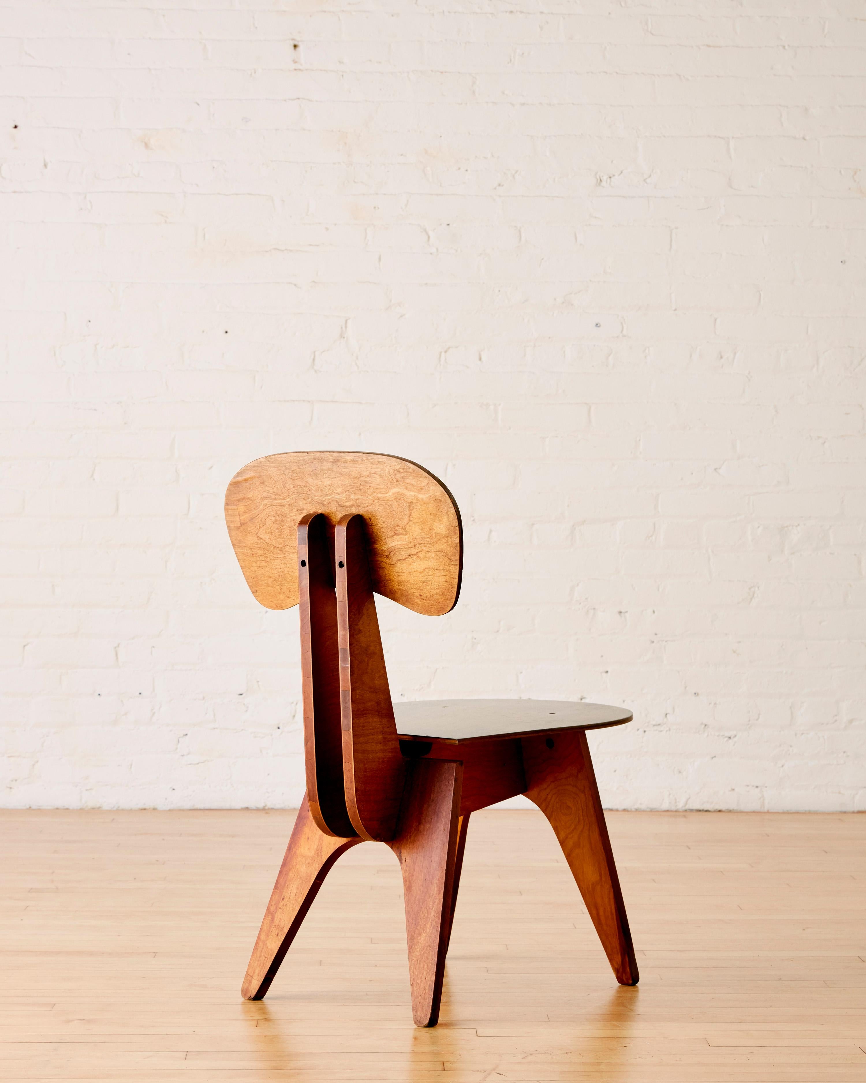 Mid-Century Modern Rare Plywood Prototype Chair C.1960's For Sale