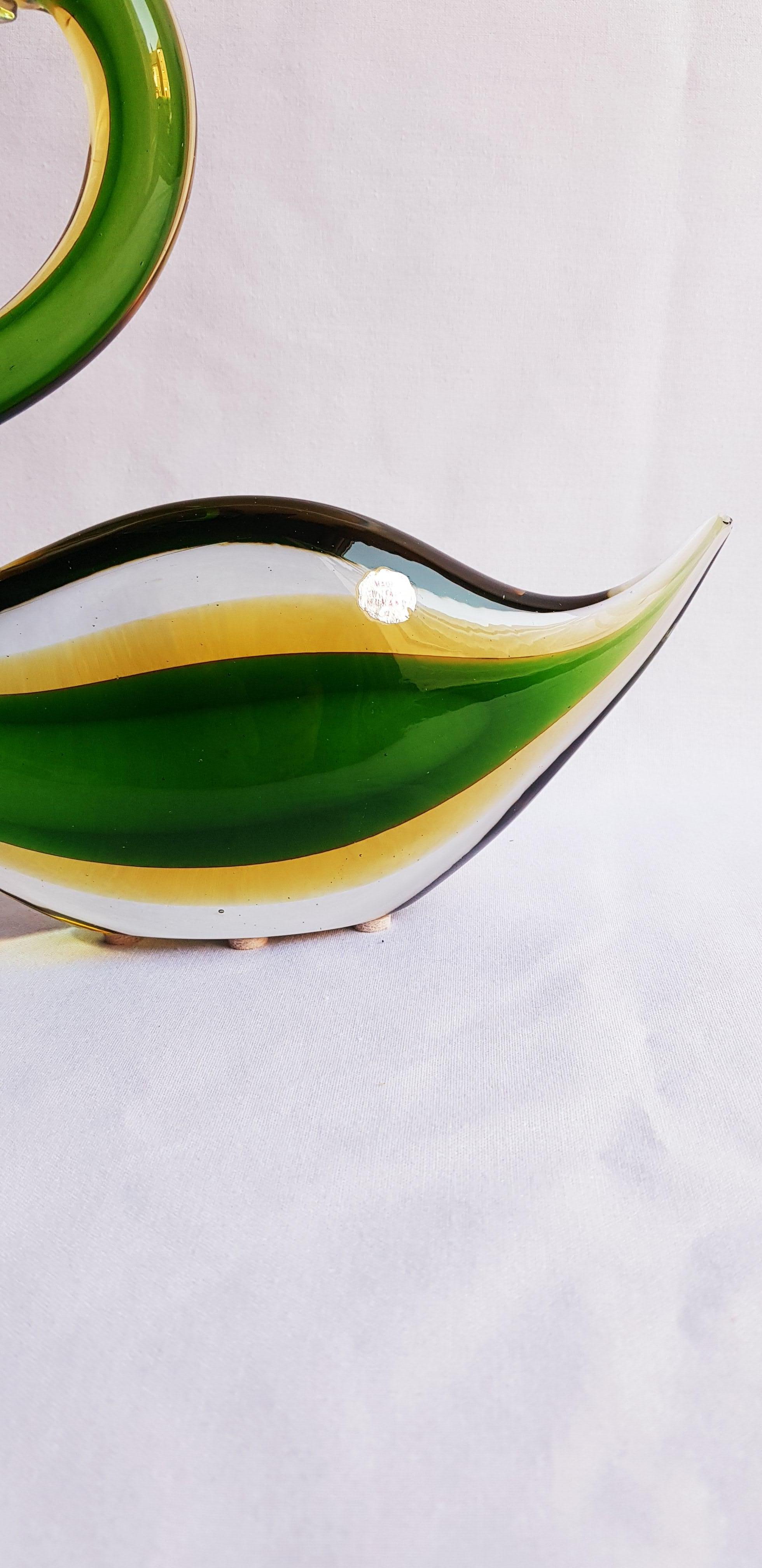 Italian Rare Poli for Seguso Vetri d'Arte Somerso Swan For Sale
