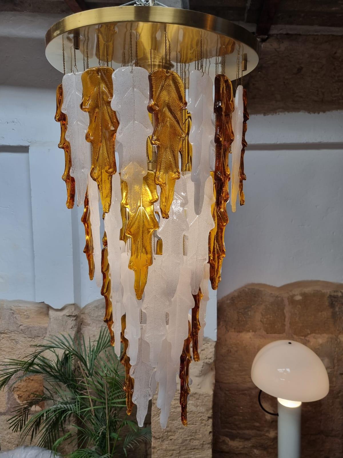 Blown Glass Rare Poliarte Chandelier Designed by Albani Poli in Murano, Italy in the 1970s For Sale