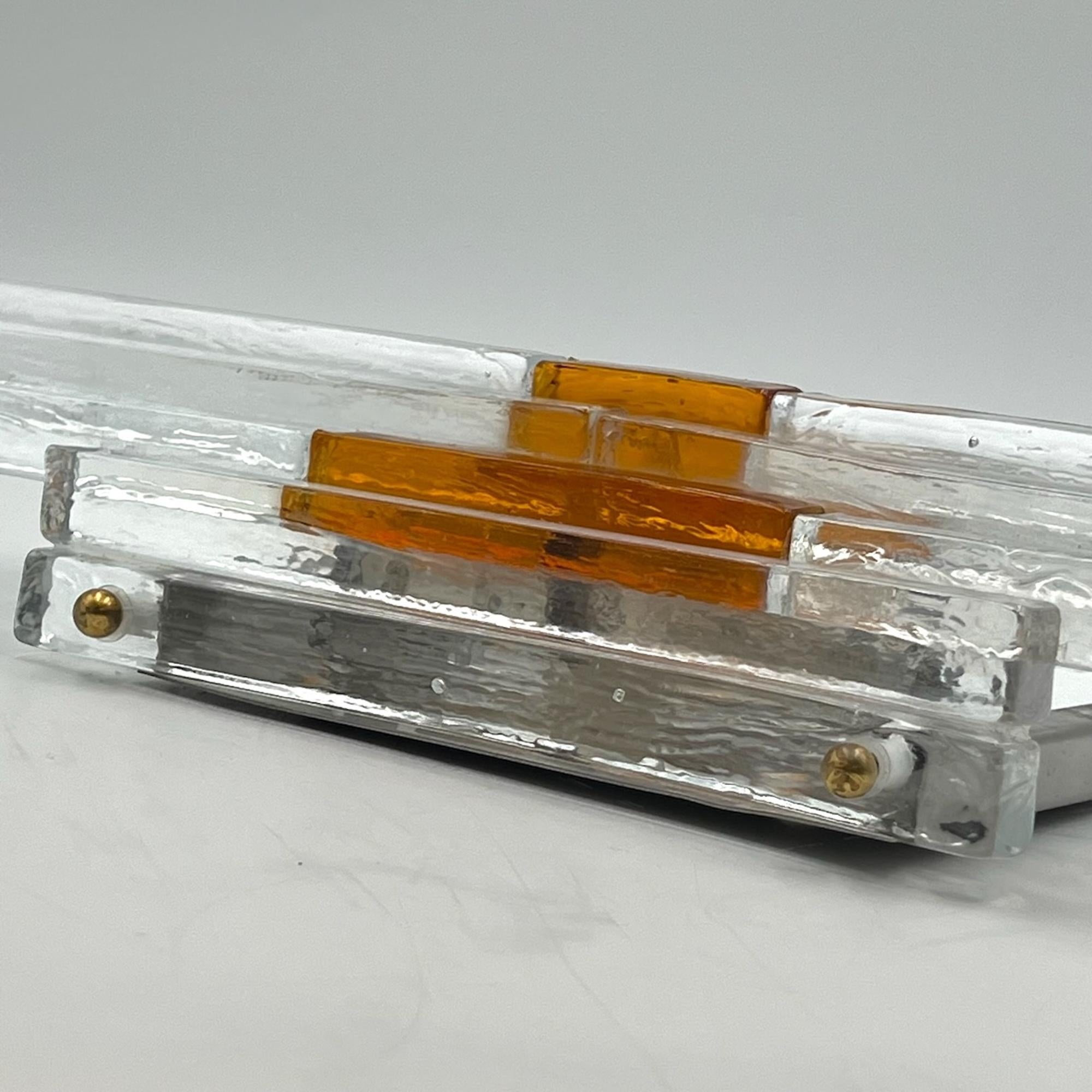 Seltene Poliarte 'Linea' 70s Wandlampe - Albano Poli Handcrafted Glass Lighting im Angebot 3