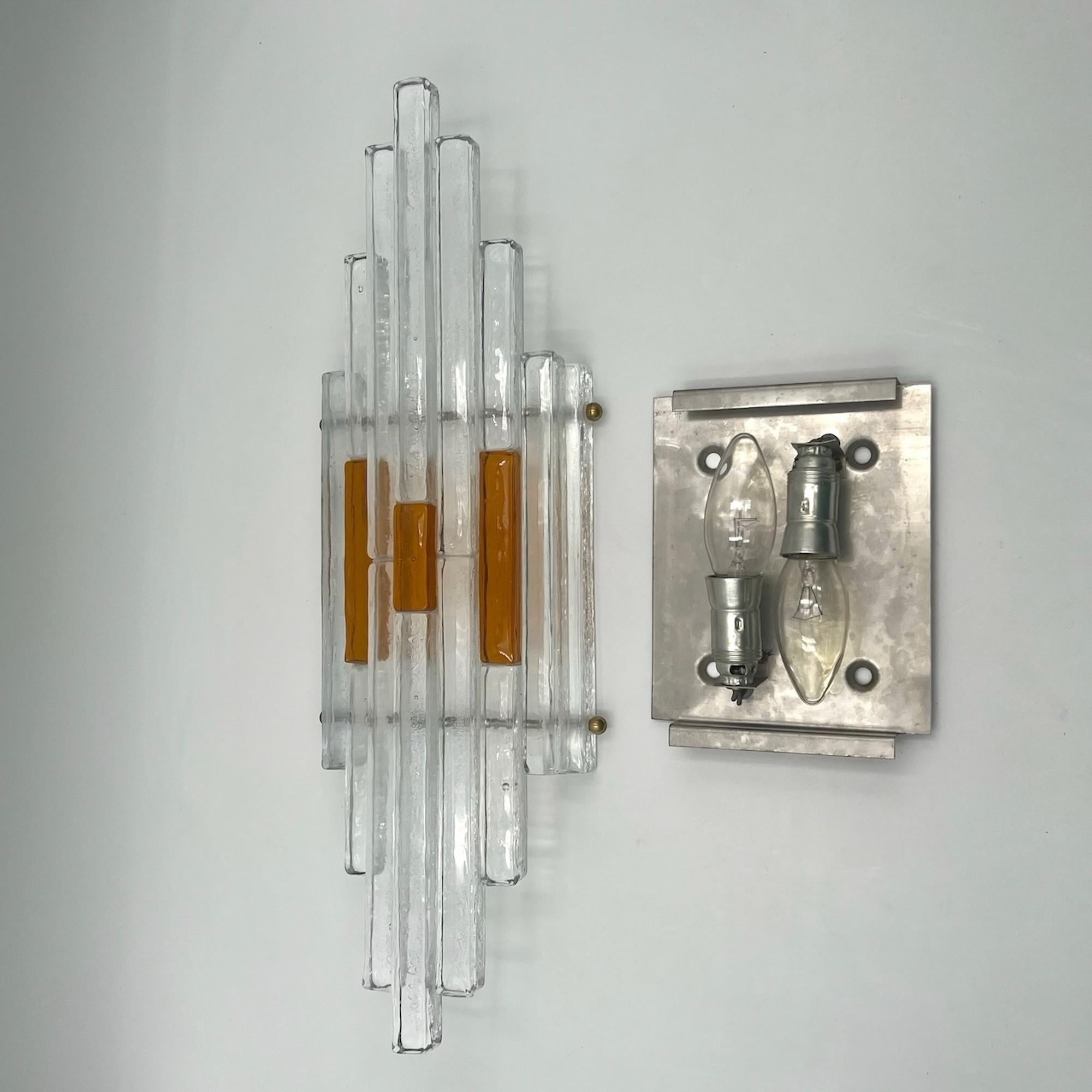 Seltene Poliarte 'Linea' 70s Wandlampe - Albano Poli Handcrafted Glass Lighting im Angebot 4