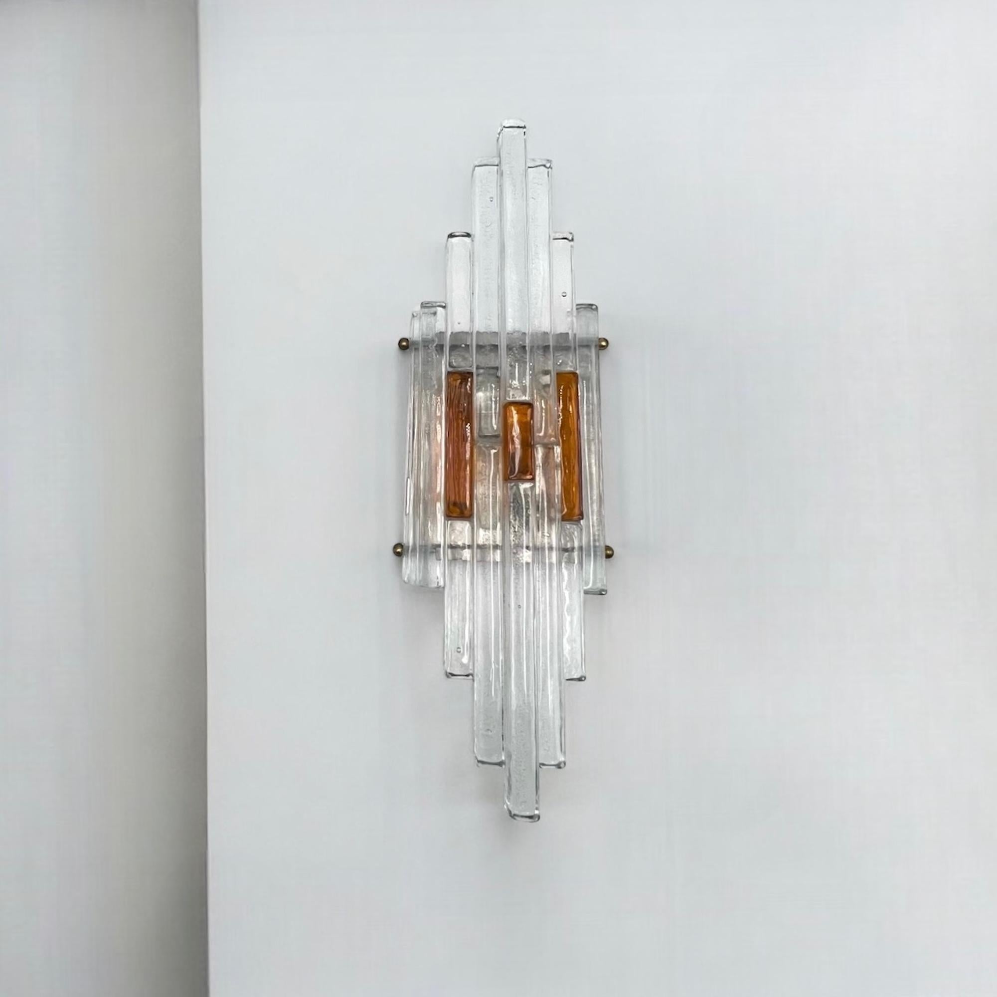 Seltene Poliarte 'Linea' 70s Wandlampe - Albano Poli Handcrafted Glass Lighting (Ende des 20. Jahrhunderts) im Angebot