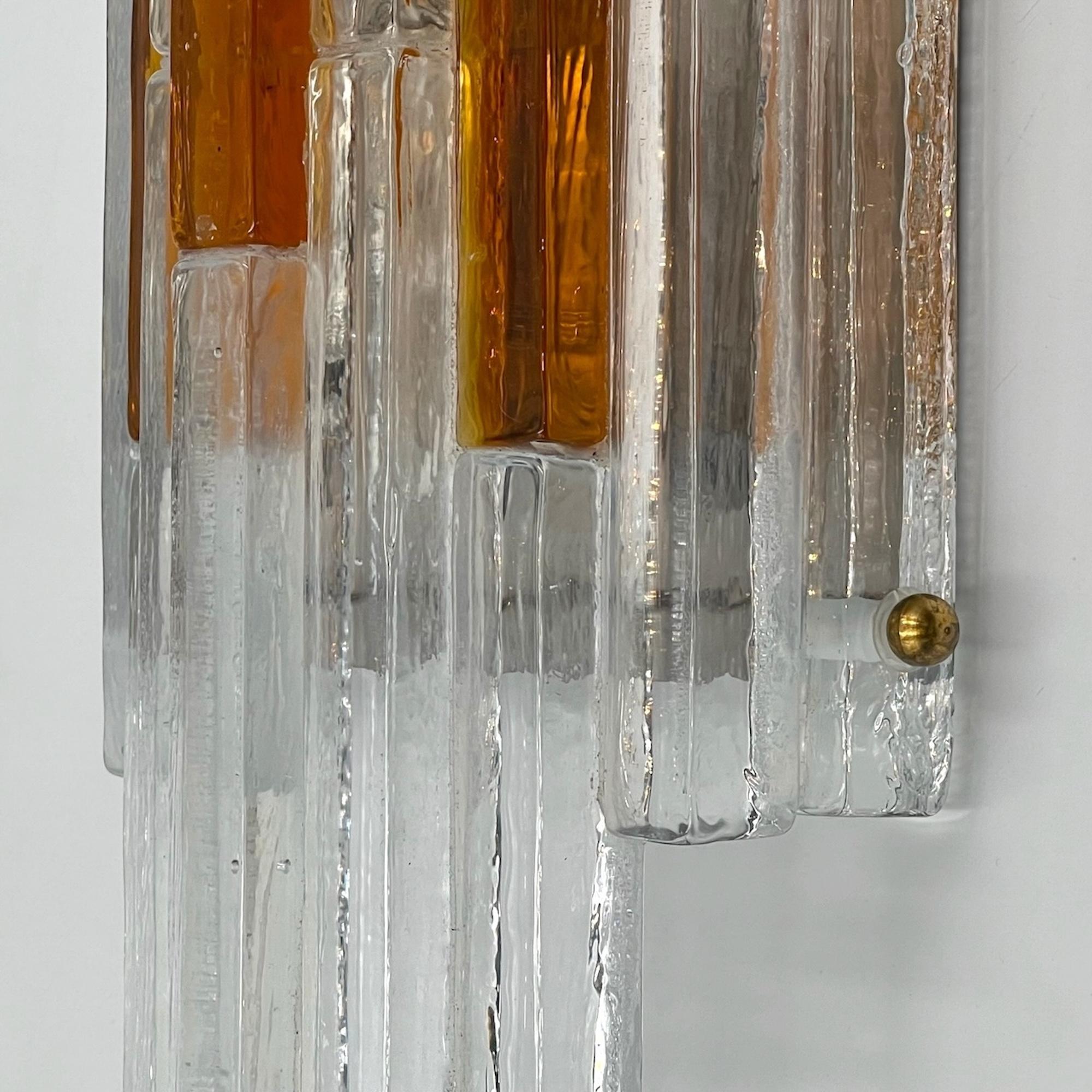 Seltene Poliarte 'Linea' 70s Wandlampe - Albano Poli Handcrafted Glass Lighting (Metall) im Angebot