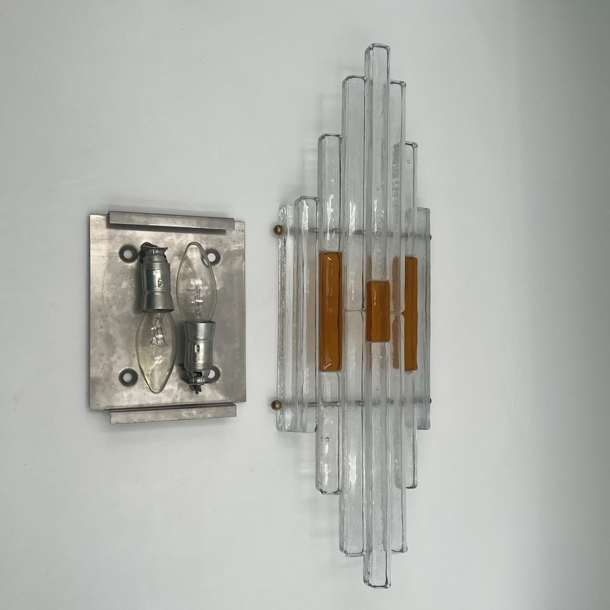 Rare Poliarte 'Linea' 70s Wall lamp - Albano Poli Handcrafted Glass Lighting For Sale 2