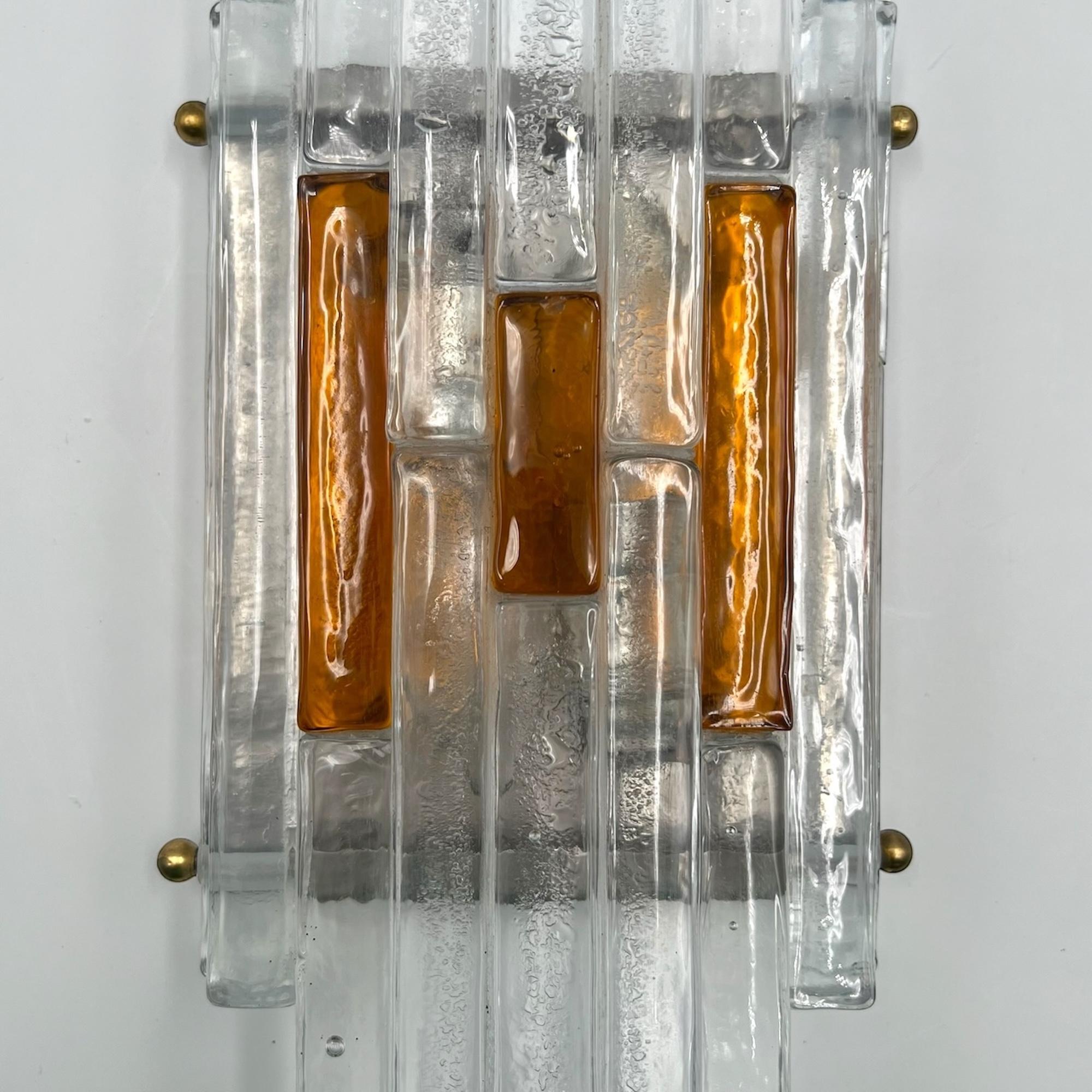 Seltene Poliarte 'Linea' 70s Wandlampe - Albano Poli Handcrafted Glass Lighting im Angebot 2