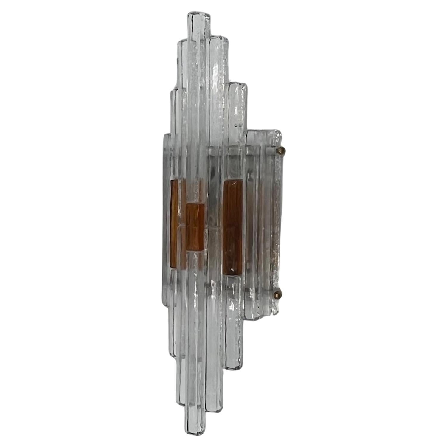 Rare Poliarte 'Linea' 70s Wall lamp - Albano Poli Handcrafted Glass Lighting For Sale
