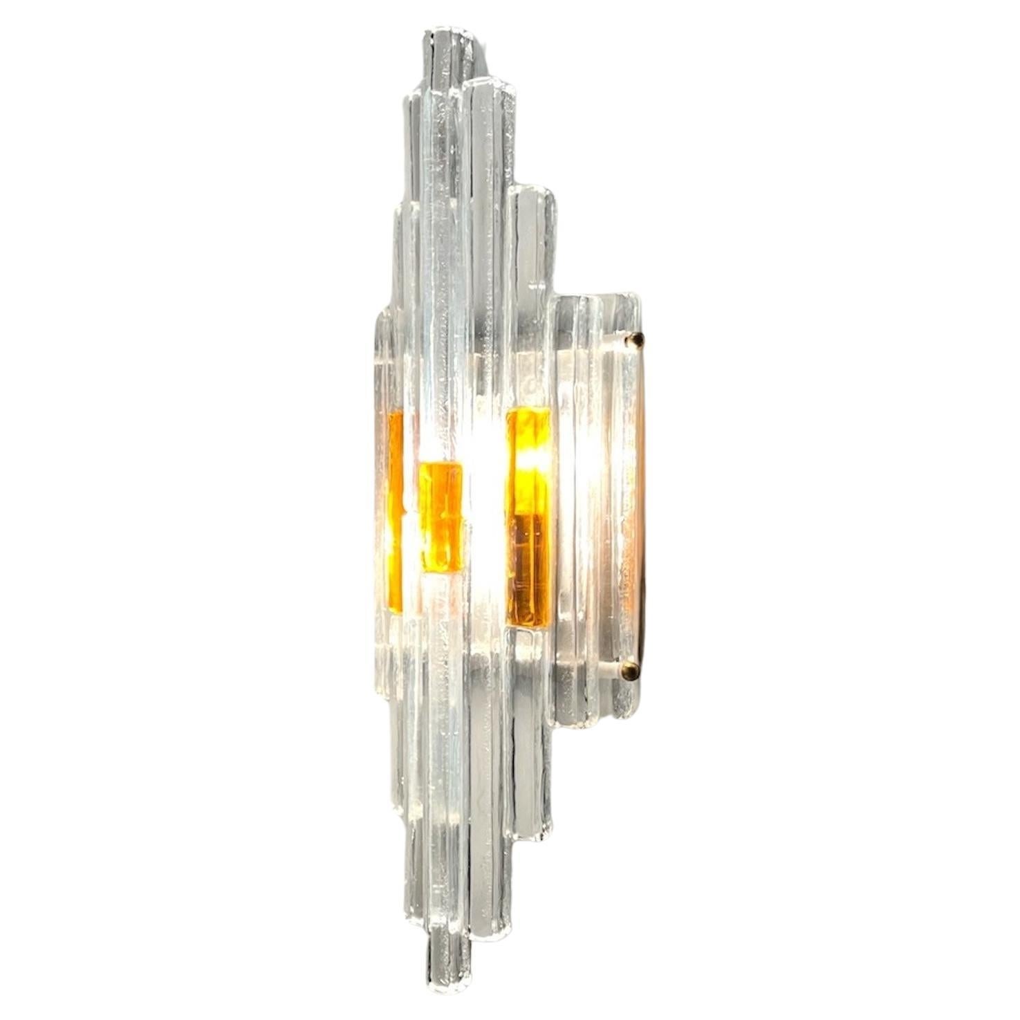 Seltene Poliarte 'Linea' 70s Wandlampe - Albano Poli Handcrafted Glass Lighting im Angebot