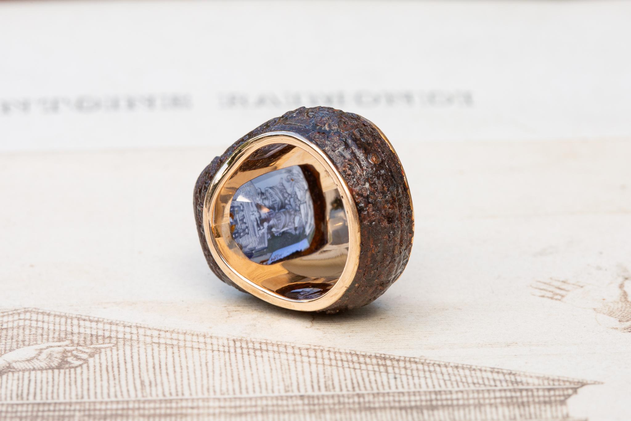 Women's or Men's Rare Polish Noble Sapphire, Gold and Iron Ring Jastrzębiec Szlachta