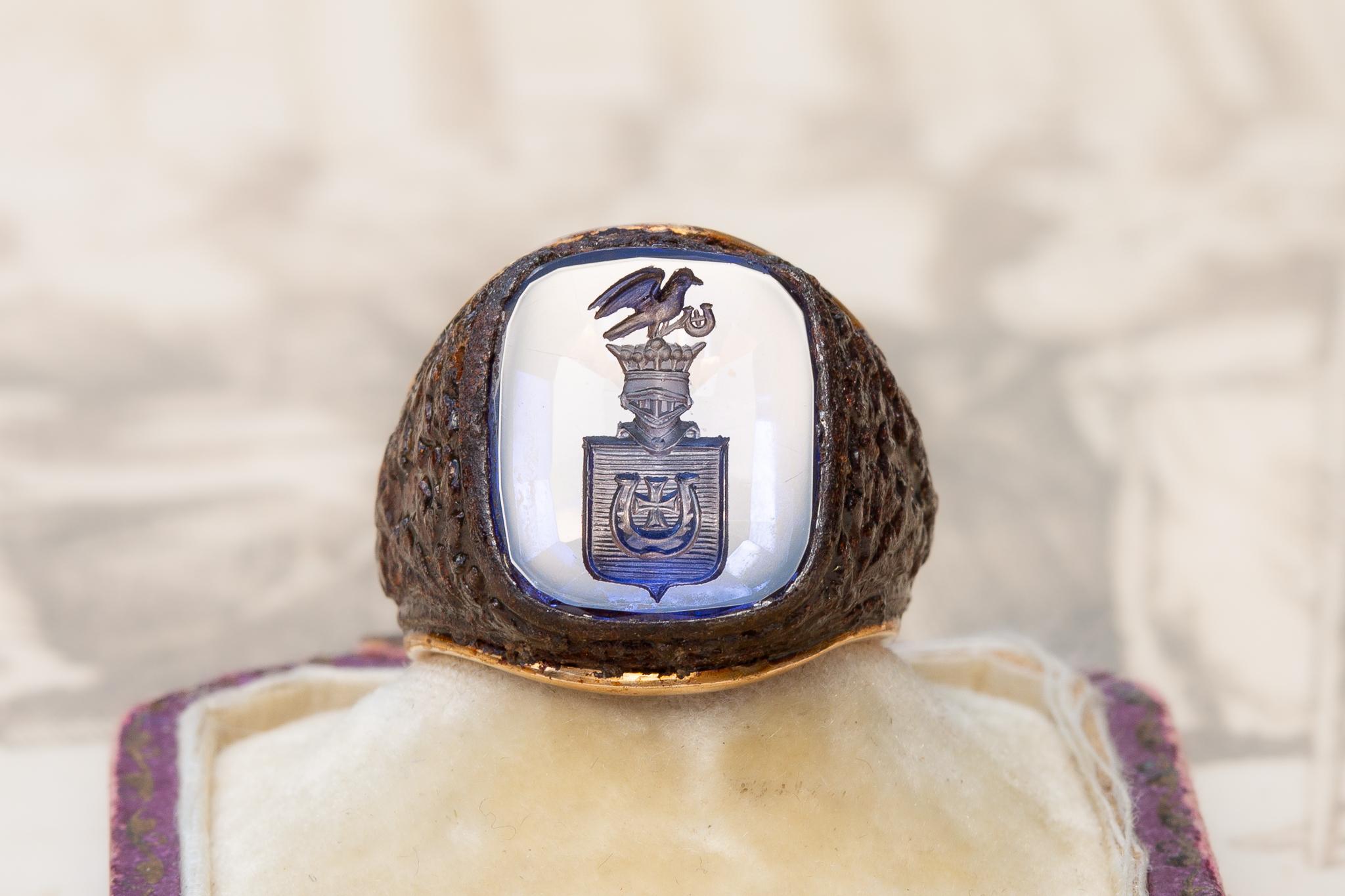 Rare Polish Noble Sapphire, Gold and Iron Ring Jastrzębiec Szlachta 1
