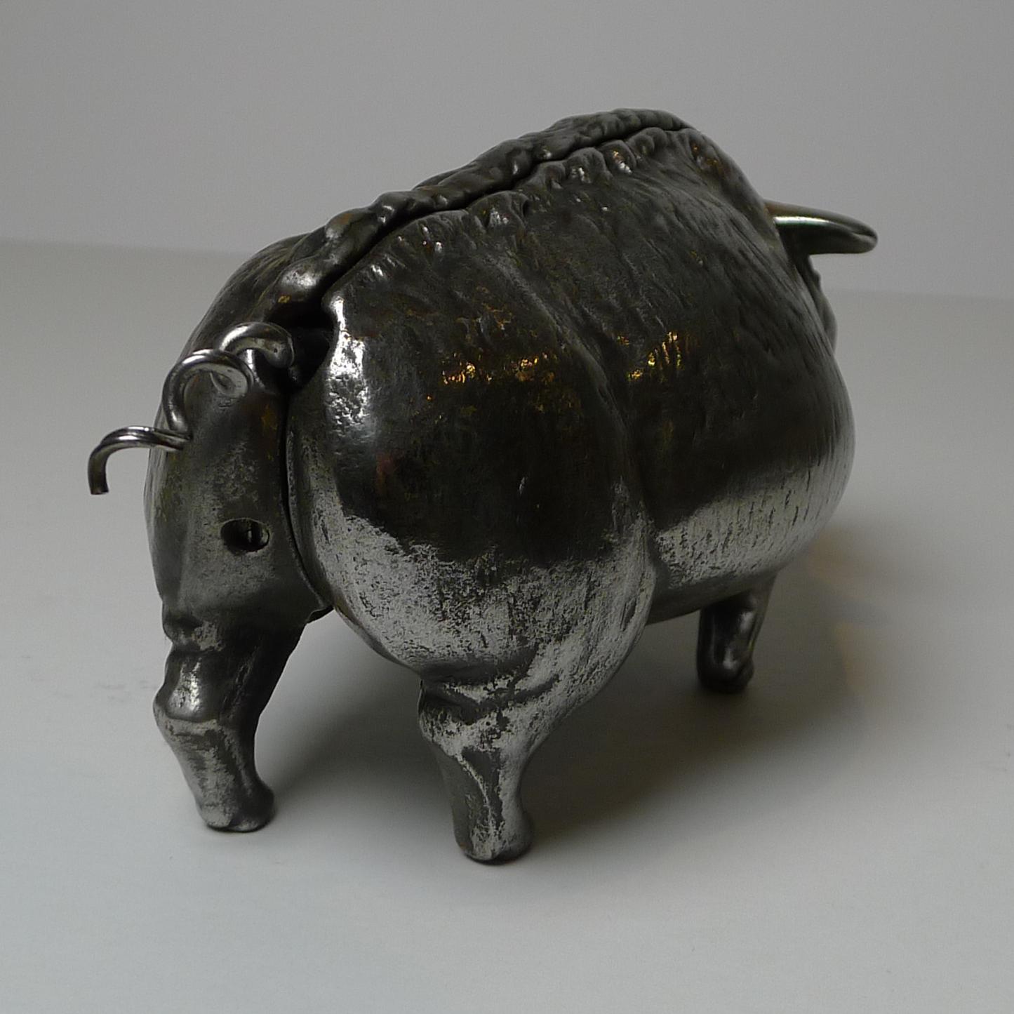 Late Victorian Rare Polished Pig / Hog Mechanical Bell, C.1890 For Sale