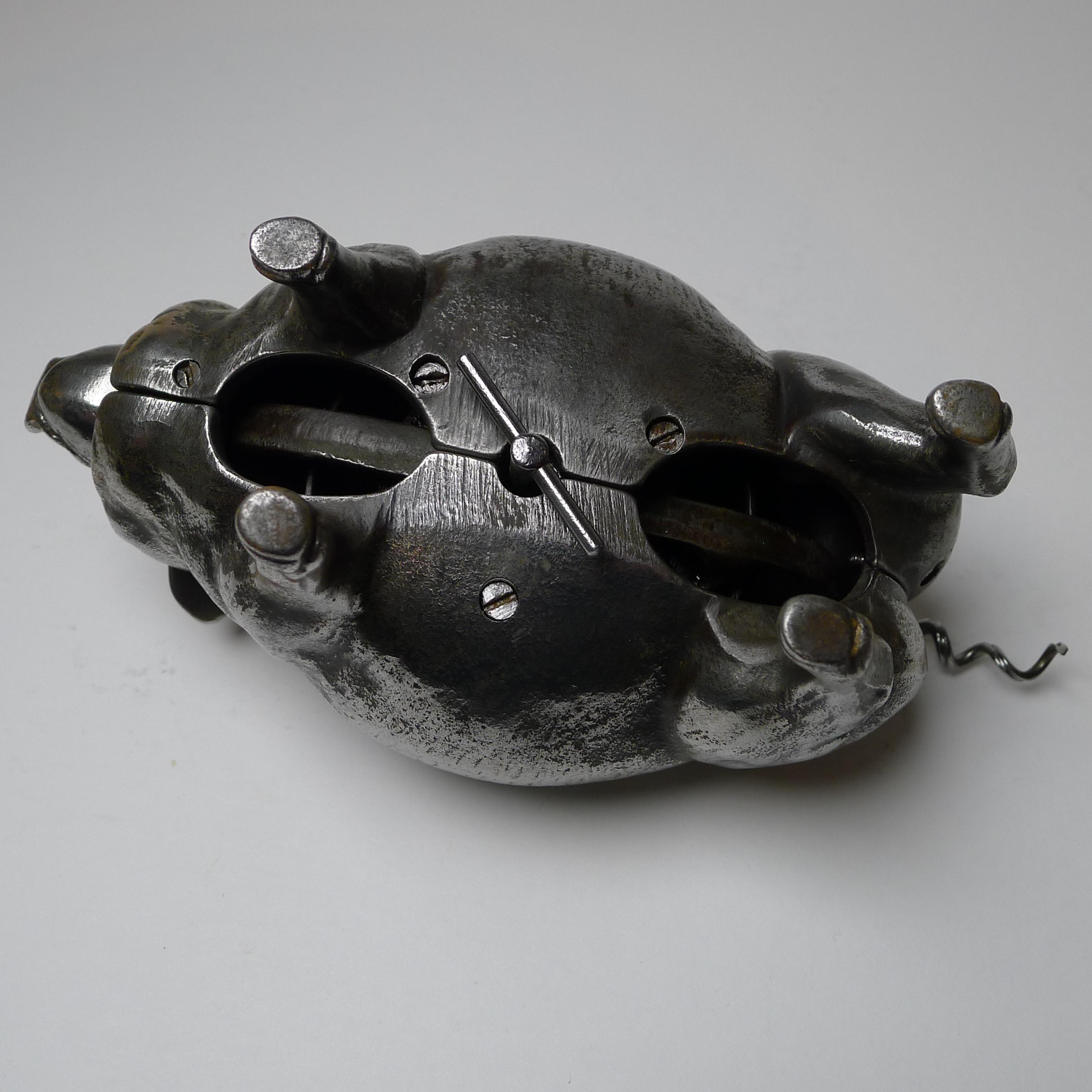 Rare Polished Pig / Hog Mechanical Bell, C.1890 In Good Condition For Sale In Bath, GB