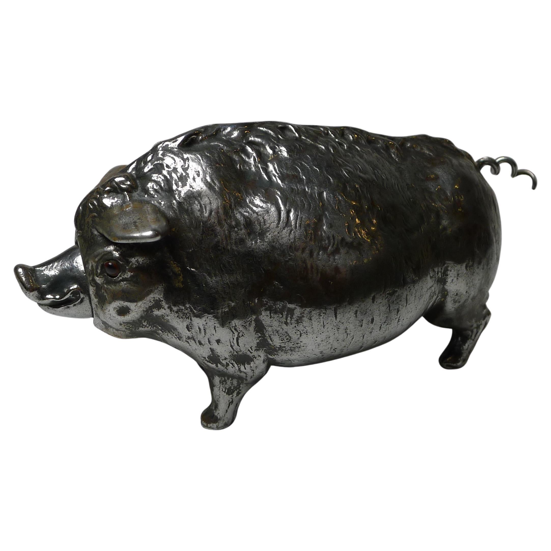Rare Polished Pig / Hog Mechanical Bell, C.1890