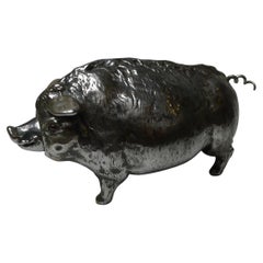 Antique Rare Polished Pig / Hog Mechanical Bell, C.1890