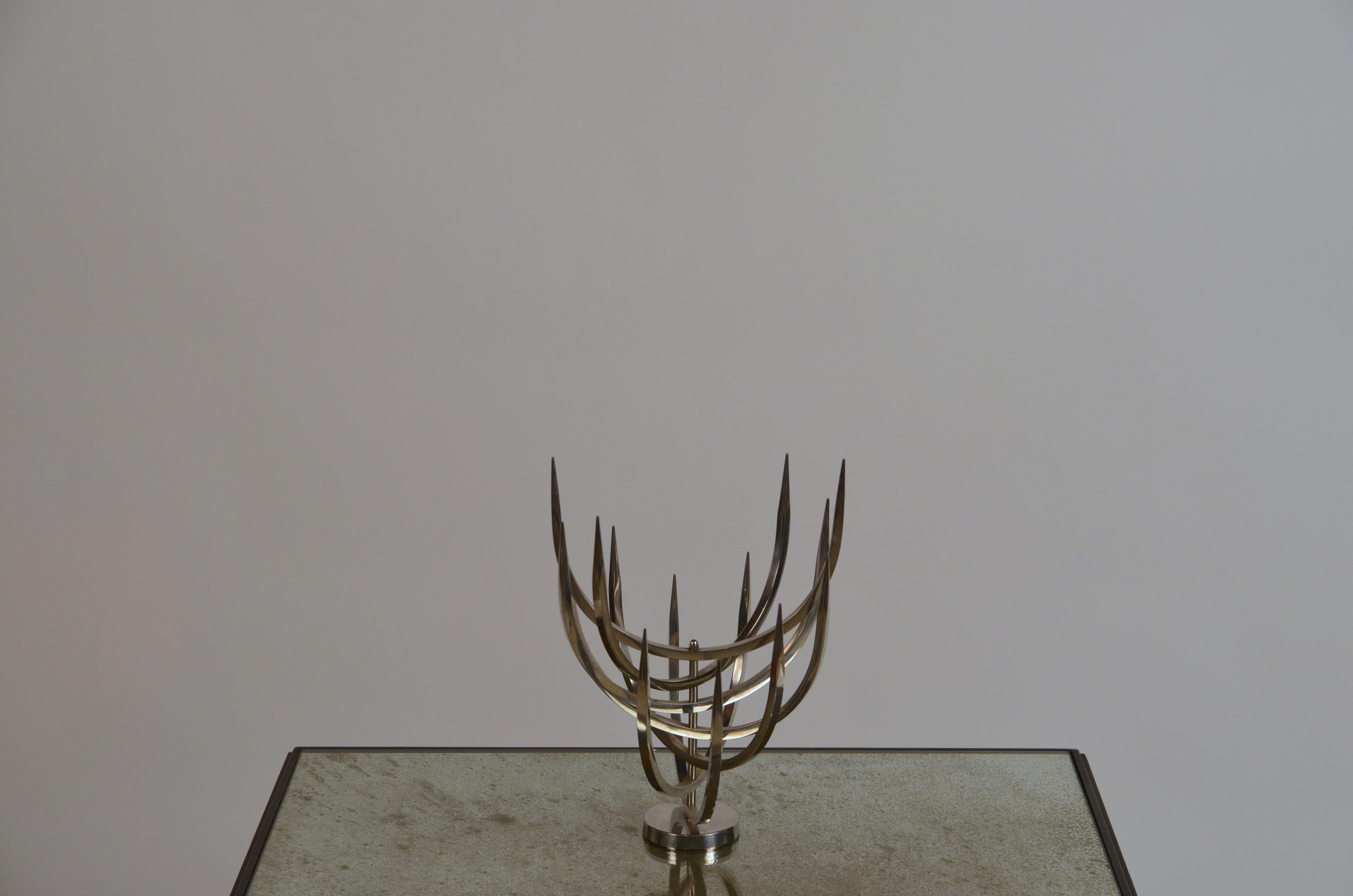 Modern Rare Polished Stainless Steel Candle Tree by Xavier Feal For Sale