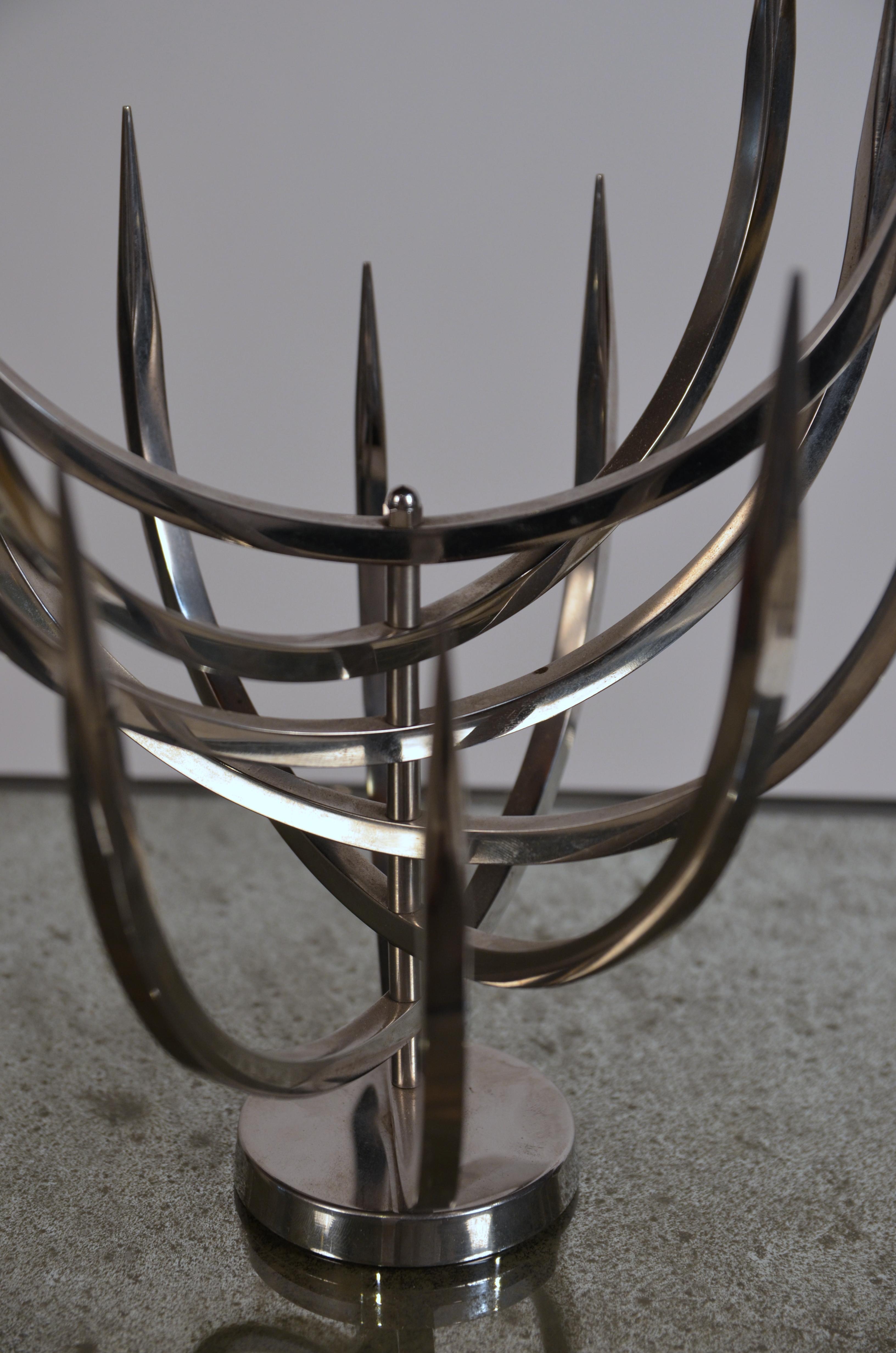 Late 20th Century Rare Polished Stainless Steel Candle Tree by Xavier Feal For Sale