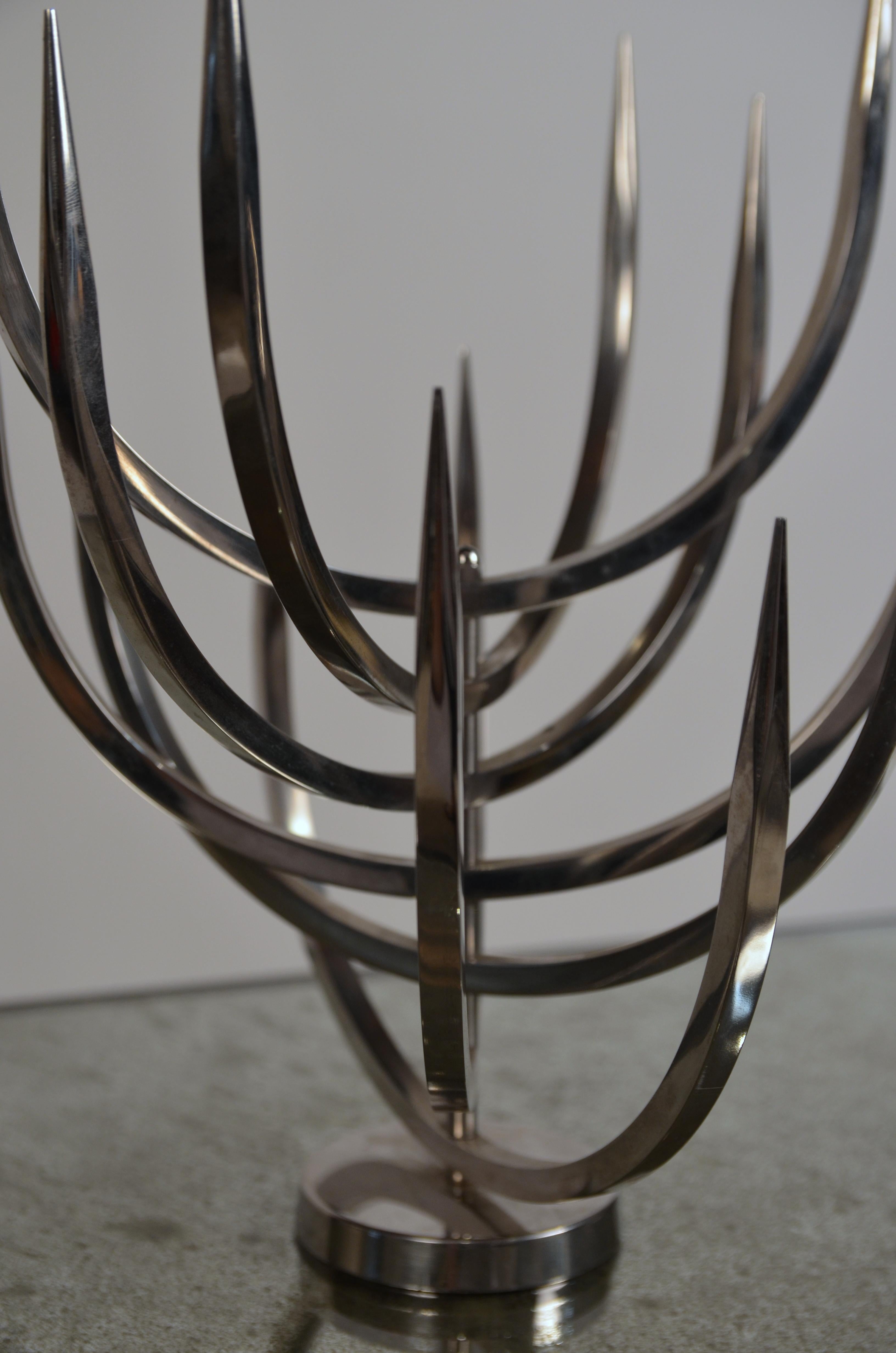 Late 20th Century Rare Polished Stainless Steel Candle Tree by Xavier Feal For Sale