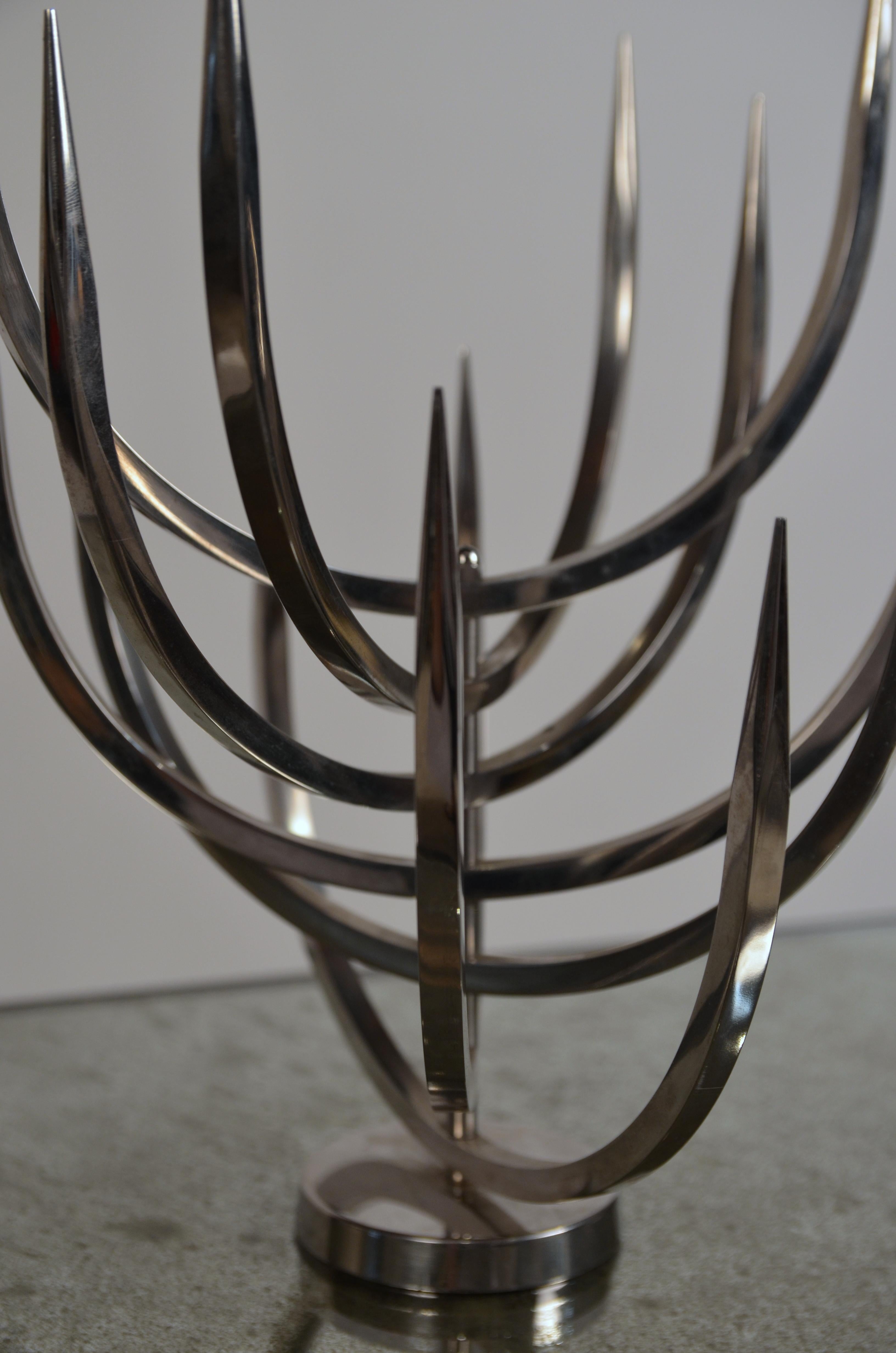 Rare Polished Stainless Steel Candle Tree by Xavier Feal For Sale 1