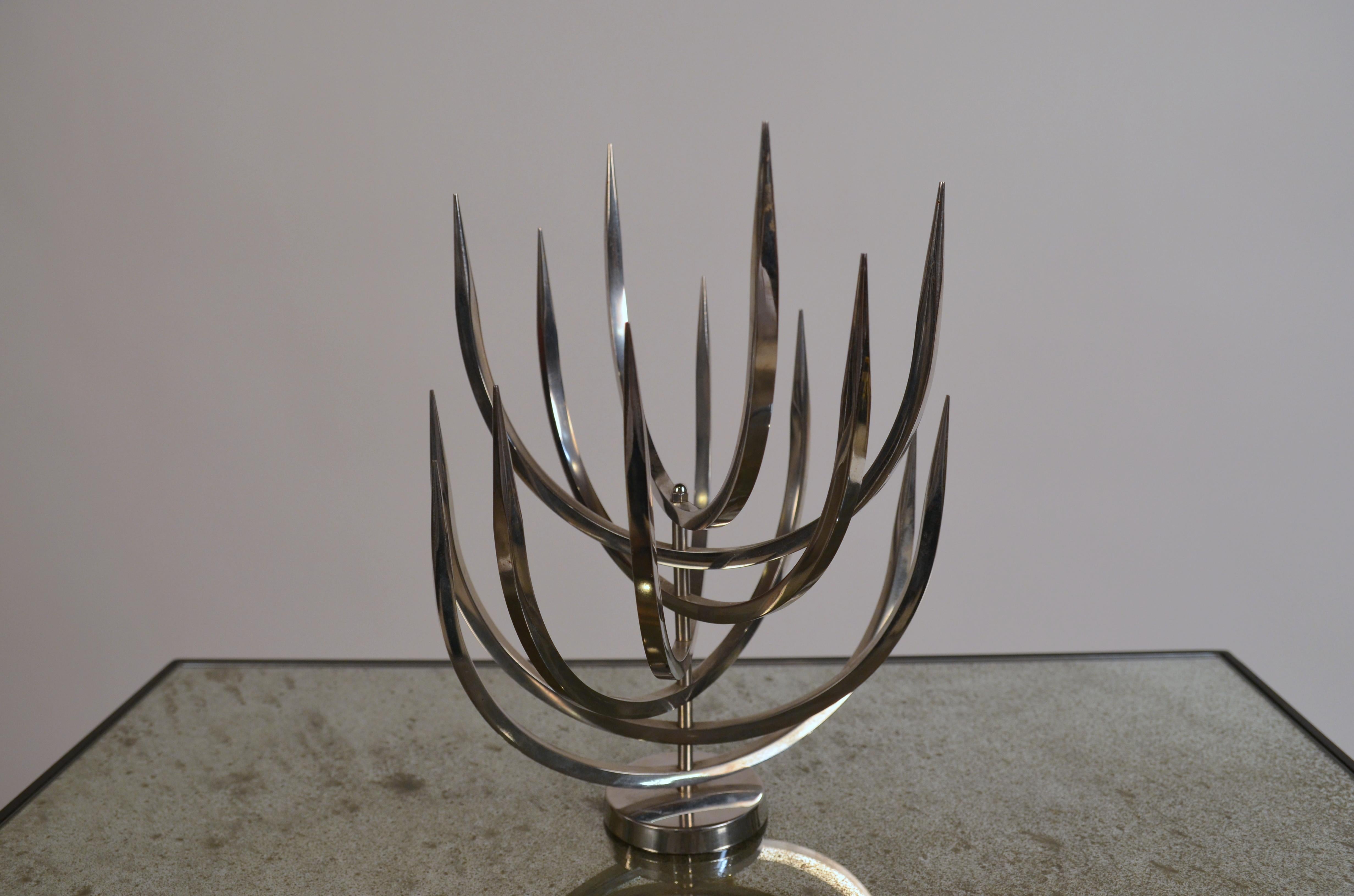 Rare Polished Stainless Steel Candle Tree by Xavier Feal For Sale 1