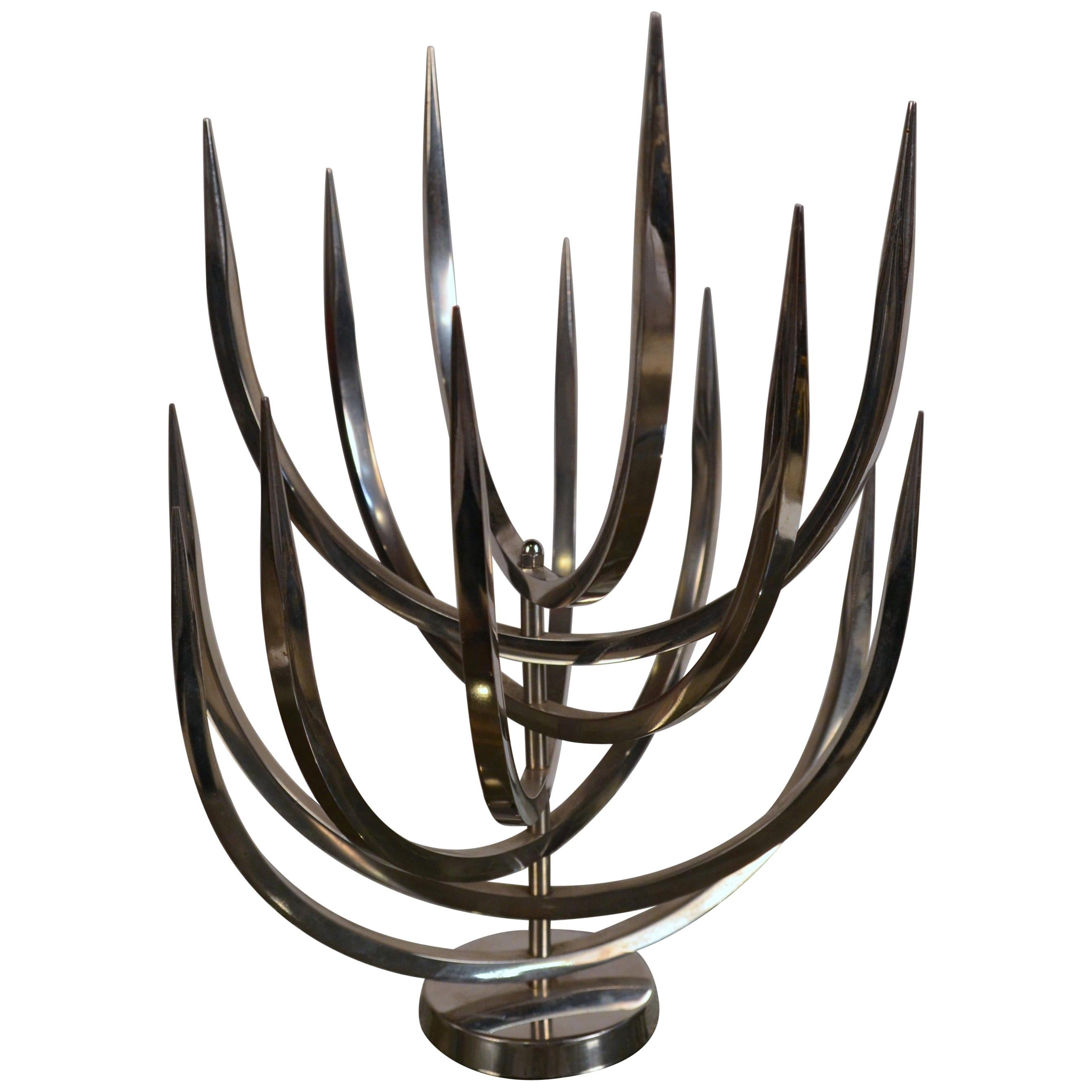 Rare Polished Stainless Steel Candle Tree by Xavier Feal For Sale