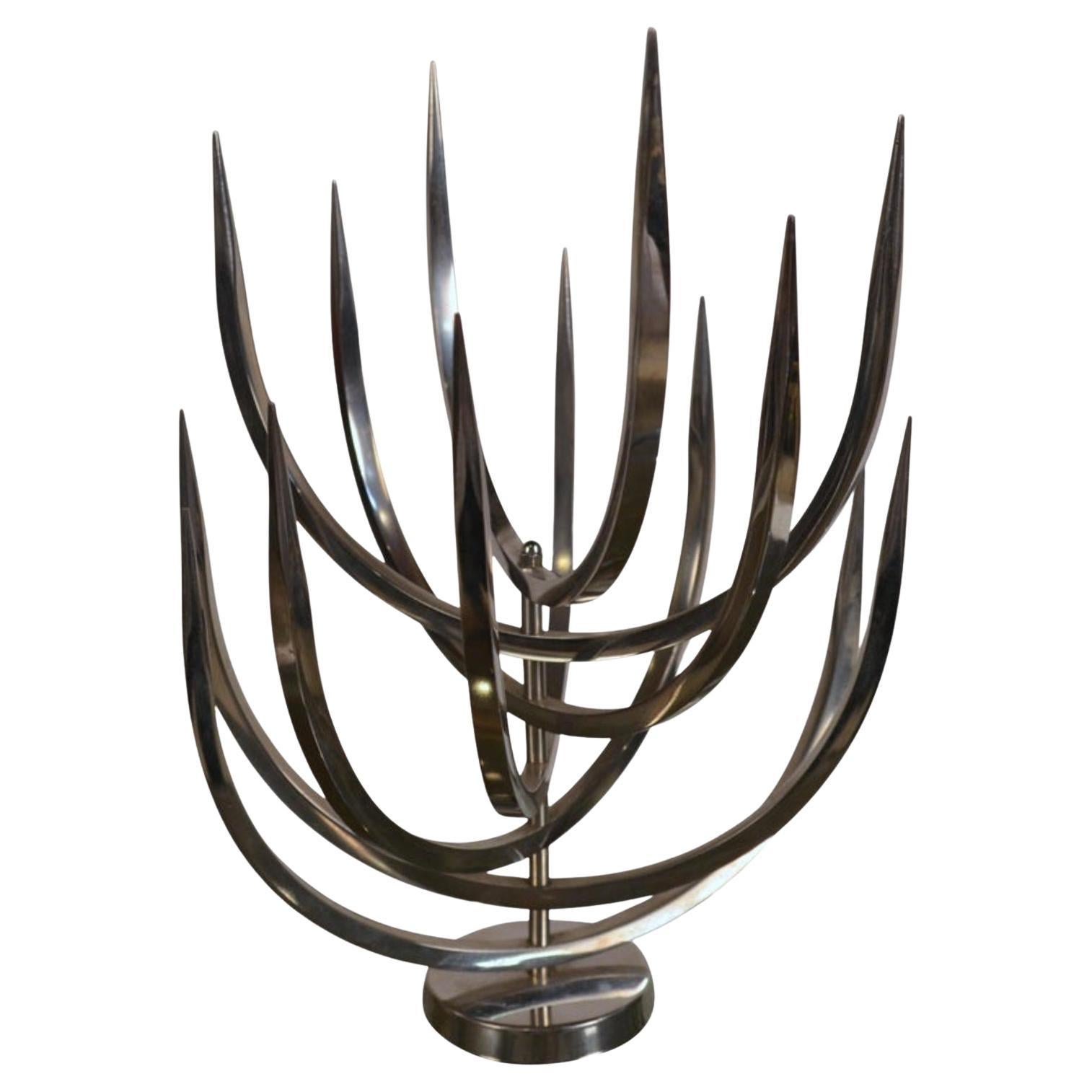 Rare Polished Stainless Steel Candle Tree by Xavier Feal