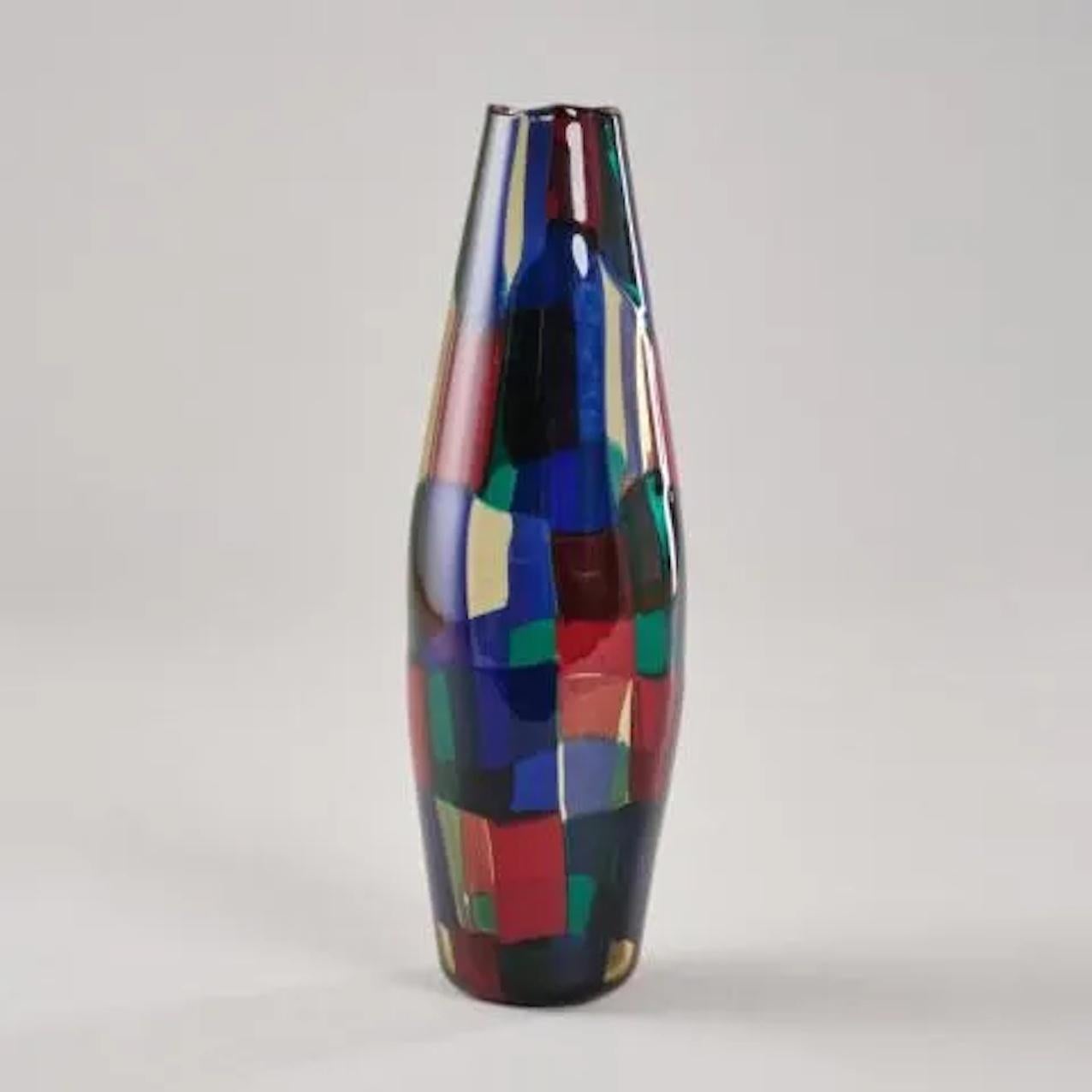 Seltene Vase aus polychromem Murano-Glas 