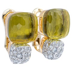 Rare Pomellato Nudo 18K Rose Gold Lemon Quartz and Diamond Clip Earrings