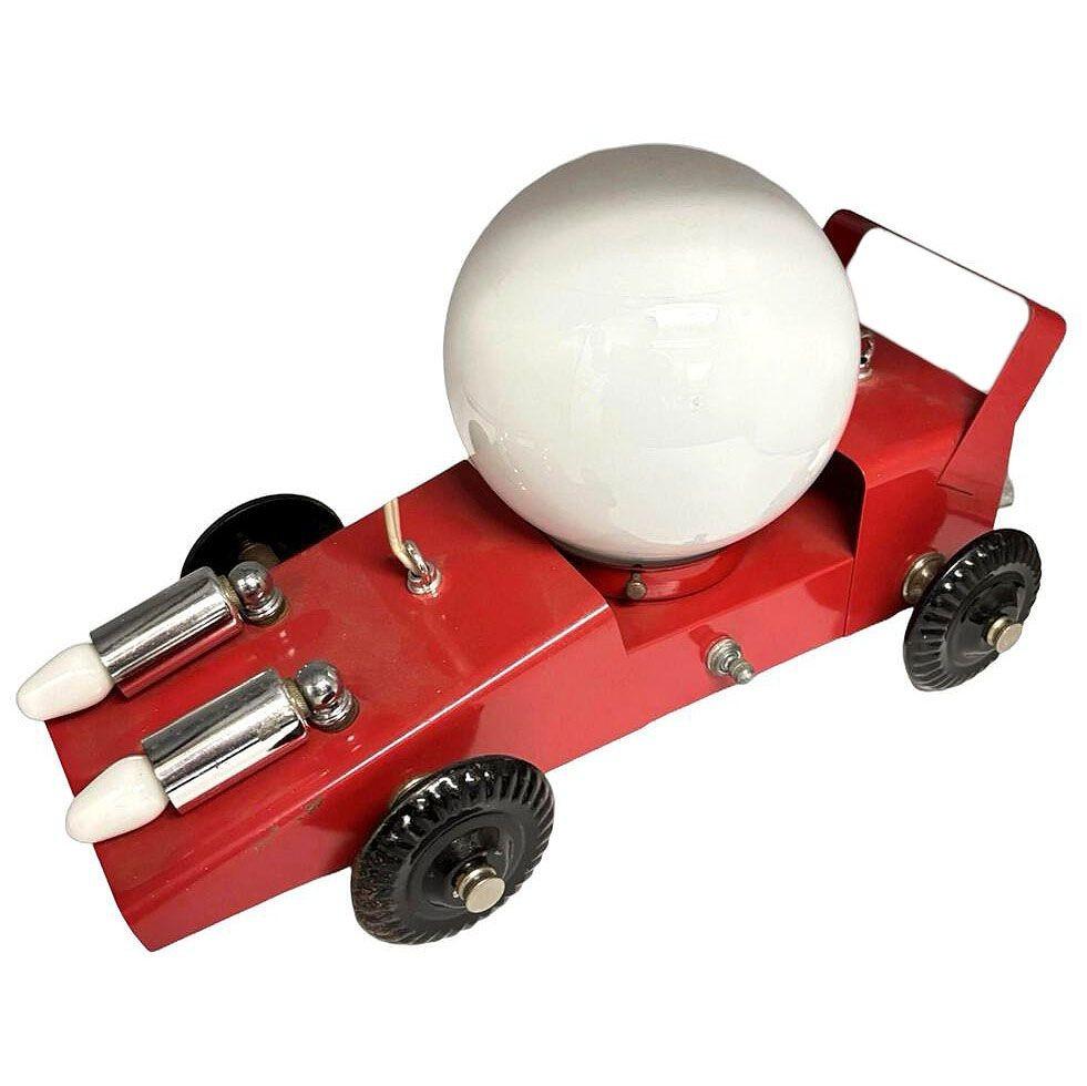 Post-Modern Rare Pop Art Memphis Red Metal & Chrome Car Chandelier Pendant Lamp