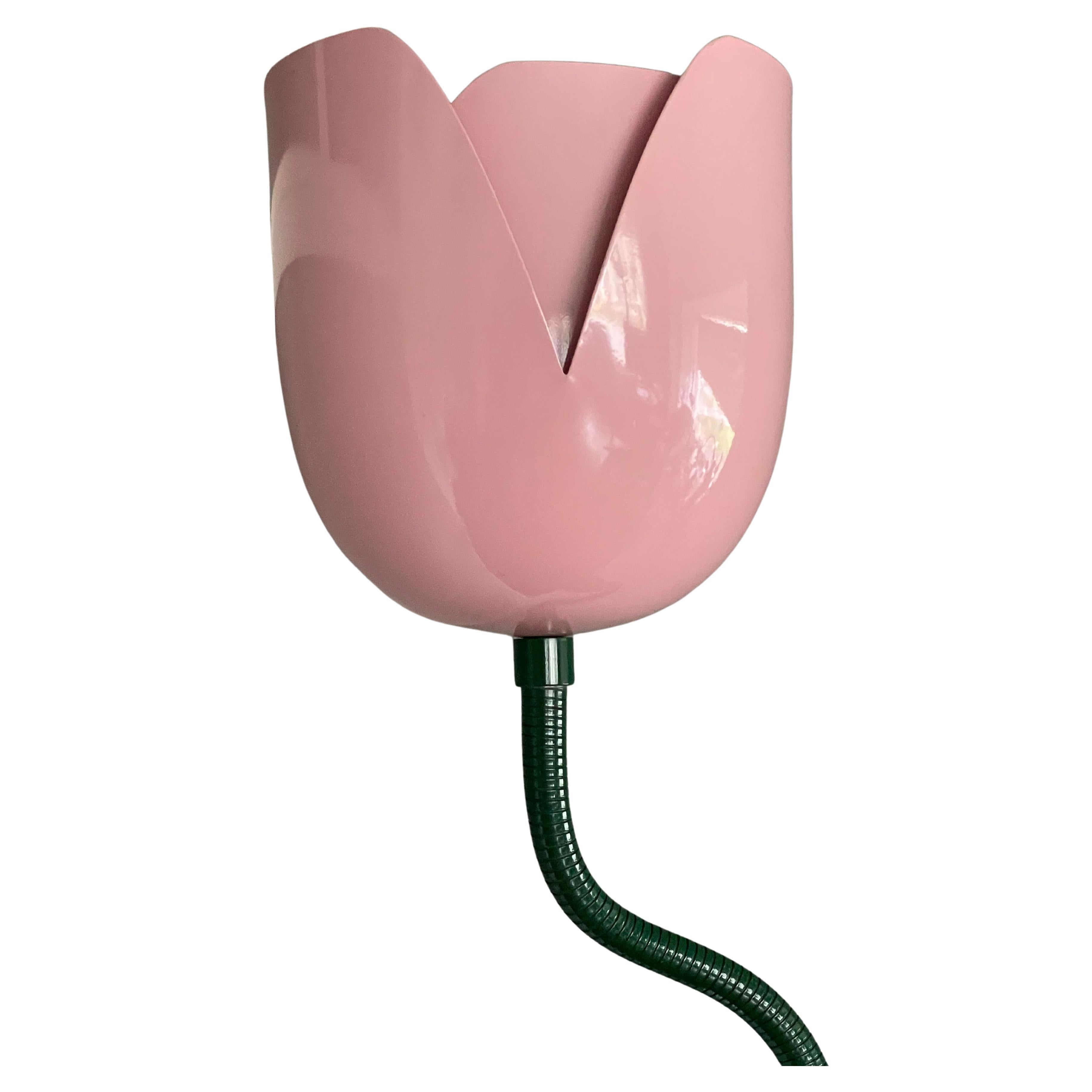 English Rare Pop Art Tulip Floor Lamp in Green and Lilac Painted Metal by Bliss UK 1980s